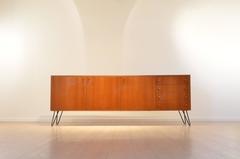 XL Mid-Century Modern French Design Glossy Mahogany Sideboard, Storage Unit