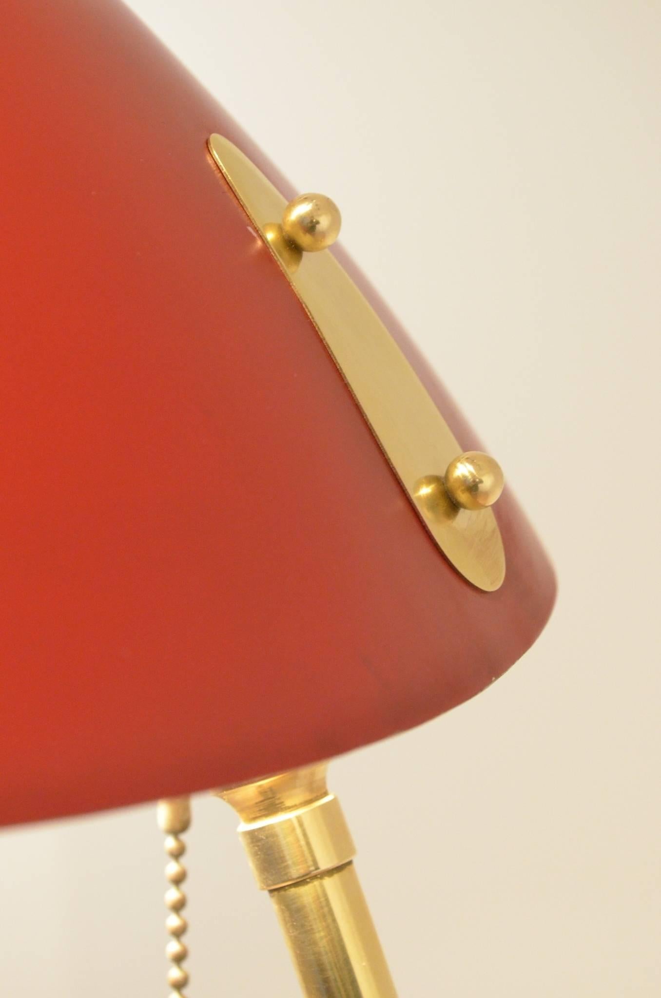 Mid-Century Modernist Italian Design Red & Black Metal Brass Floor Lamp Lighting 2