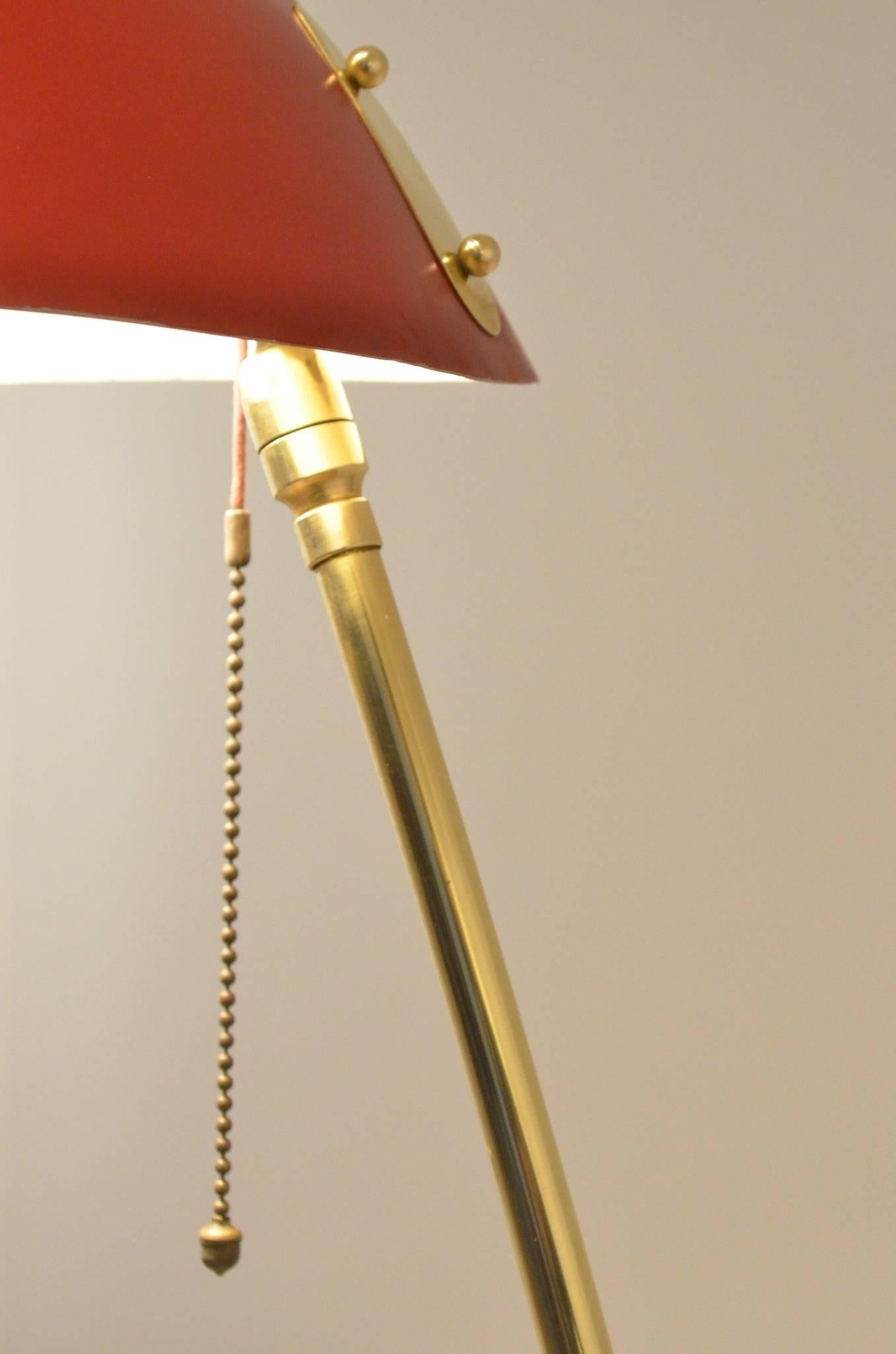 Mid-Century Modernist Italian Design Red & Black Metal Brass Floor Lamp Lighting 6