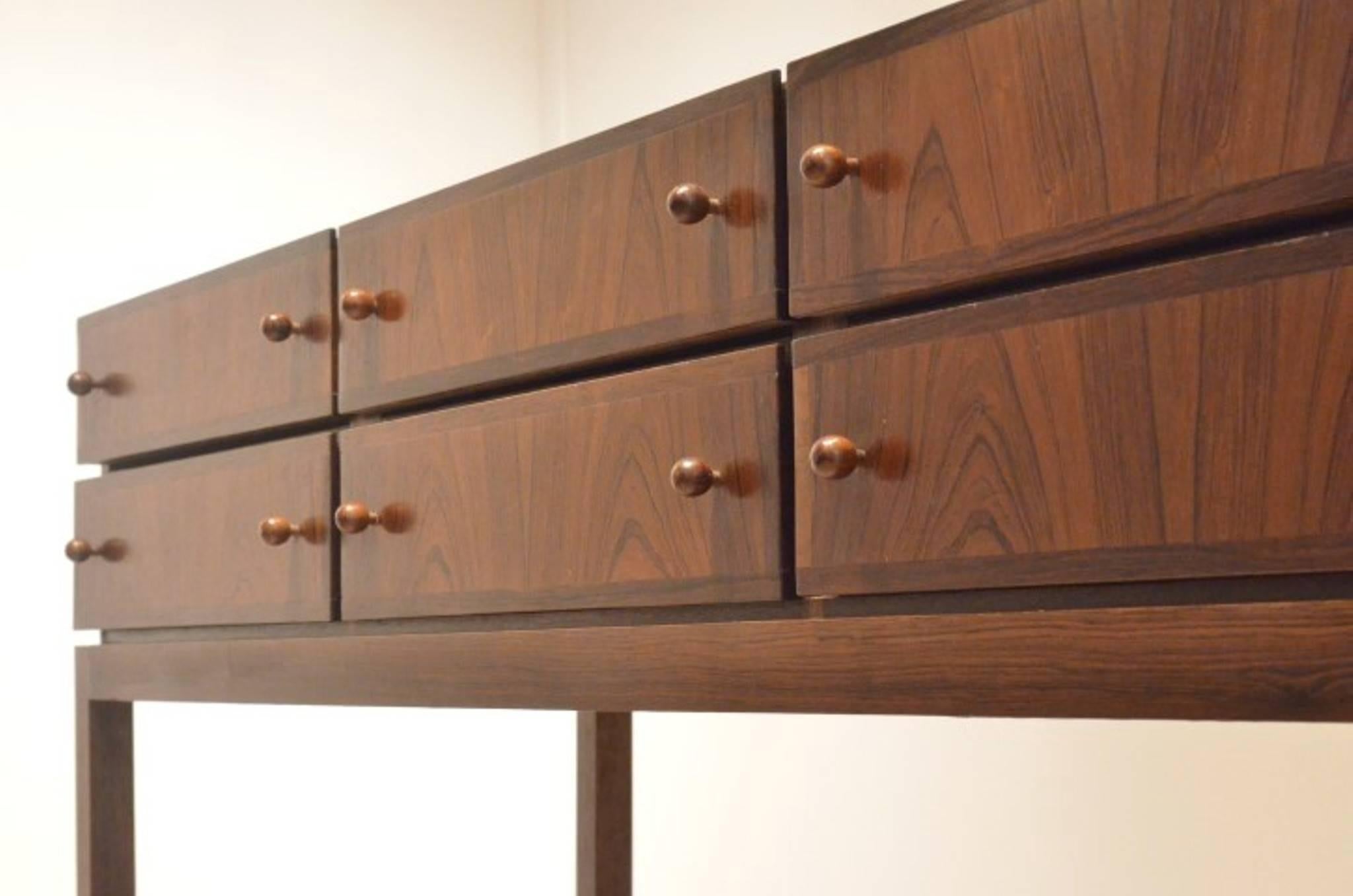 Mid-20th Century 1960s Mid-Century Danish Design, Rosewood 6x Drawers Hall Way Console Sideboard