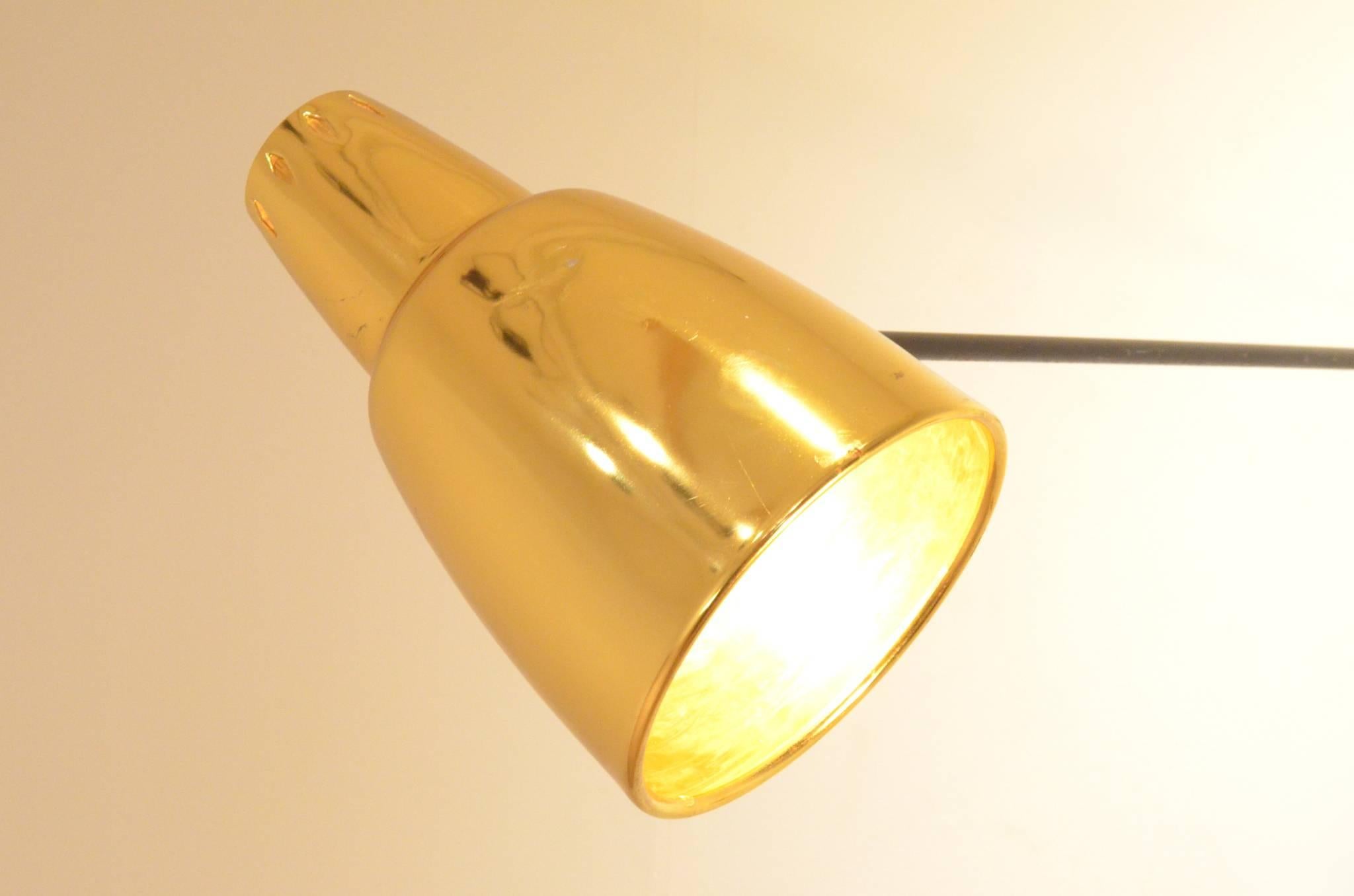 Two French Design Luminalite Golden Aluminium Metal Arm Lamps Sconces For Sale 3
