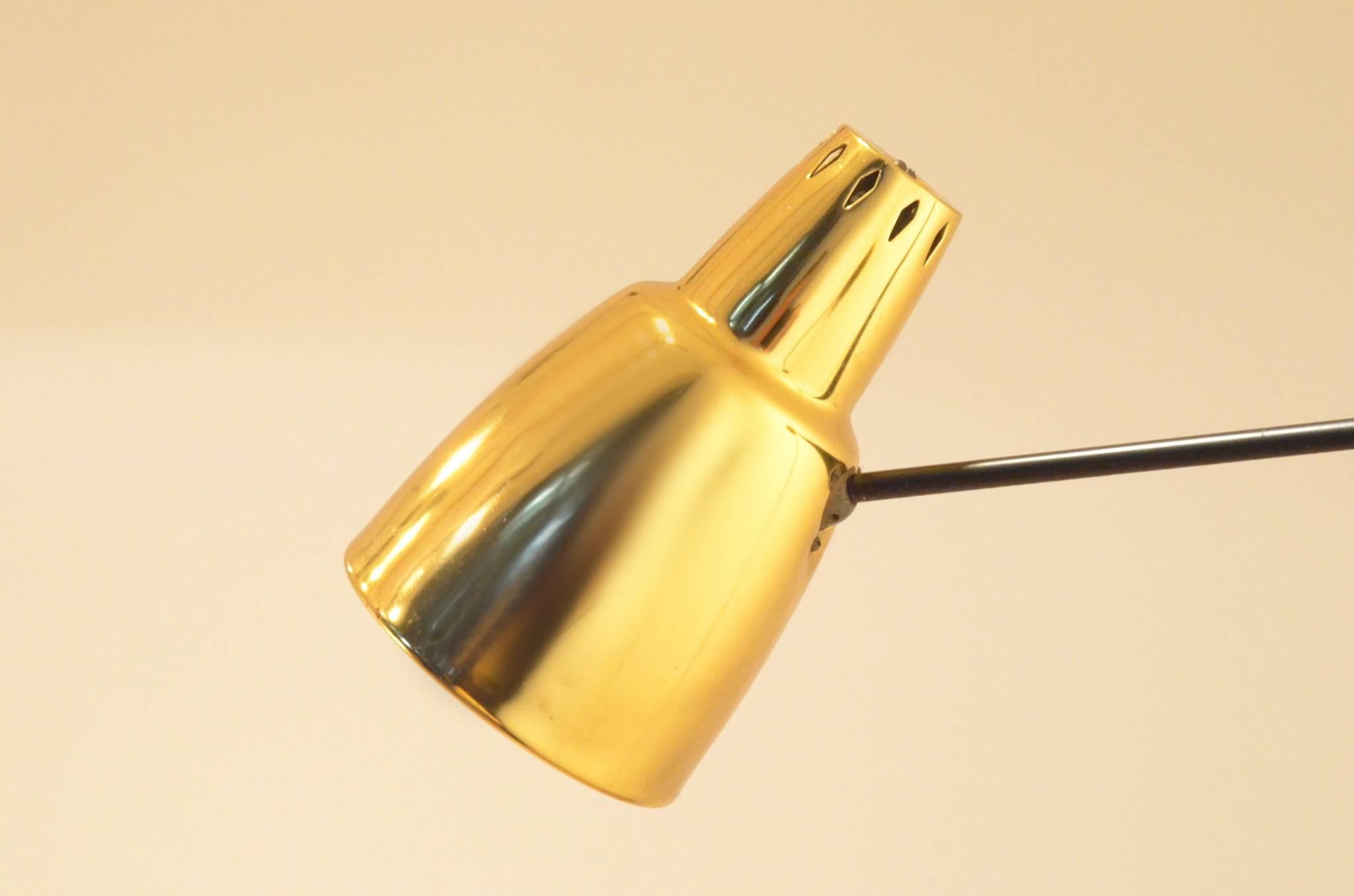 Two French Design Luminalite Golden Aluminium Metal Arm Lamps Sconces For Sale 4