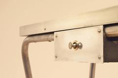 French Design 1920s Black Opaline and Tubular Metal Hallway Console Table