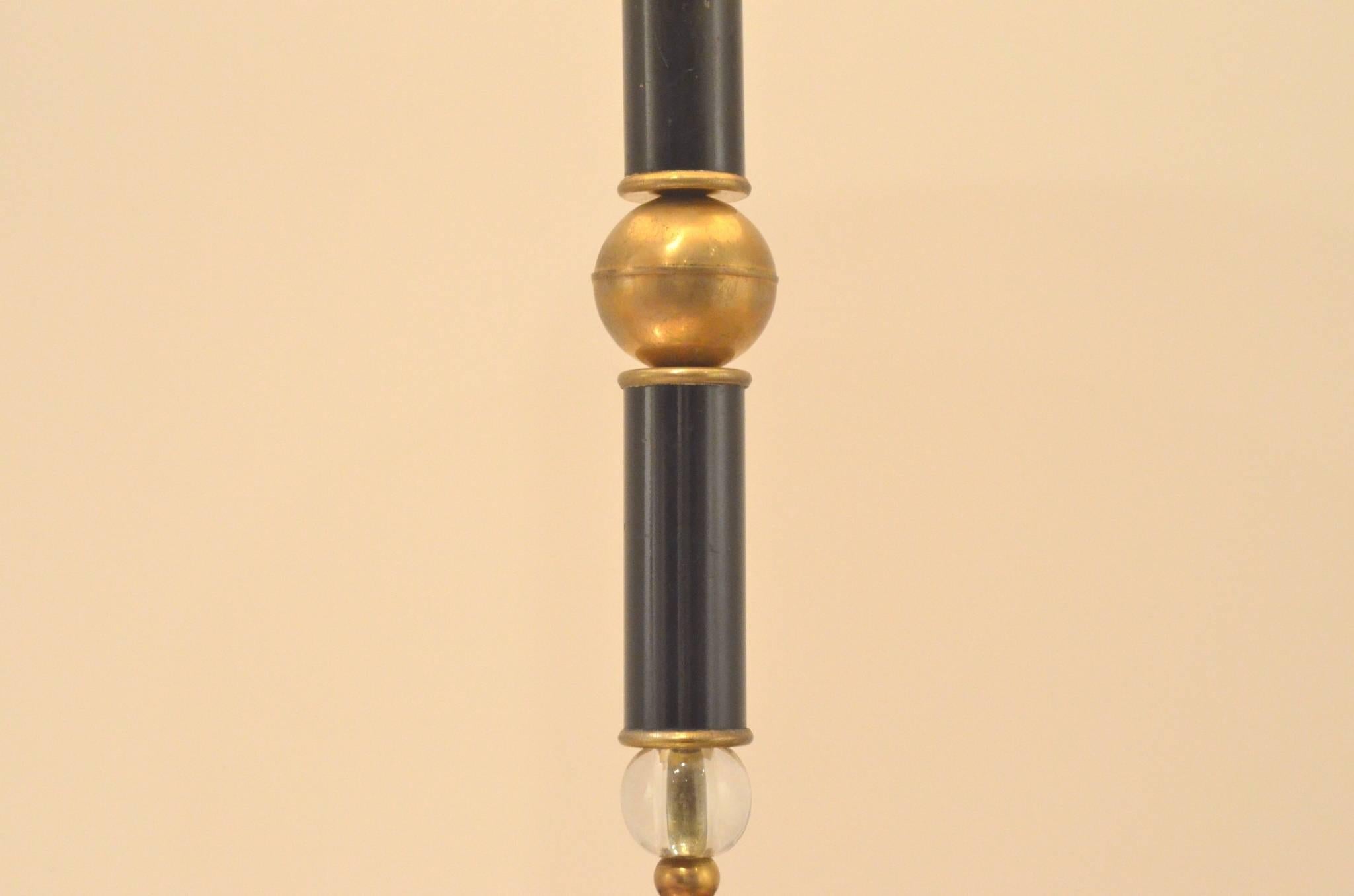 French Mid-Century Glass and Brass Ball Table Lamp Attributed to Jacques Adnet 2