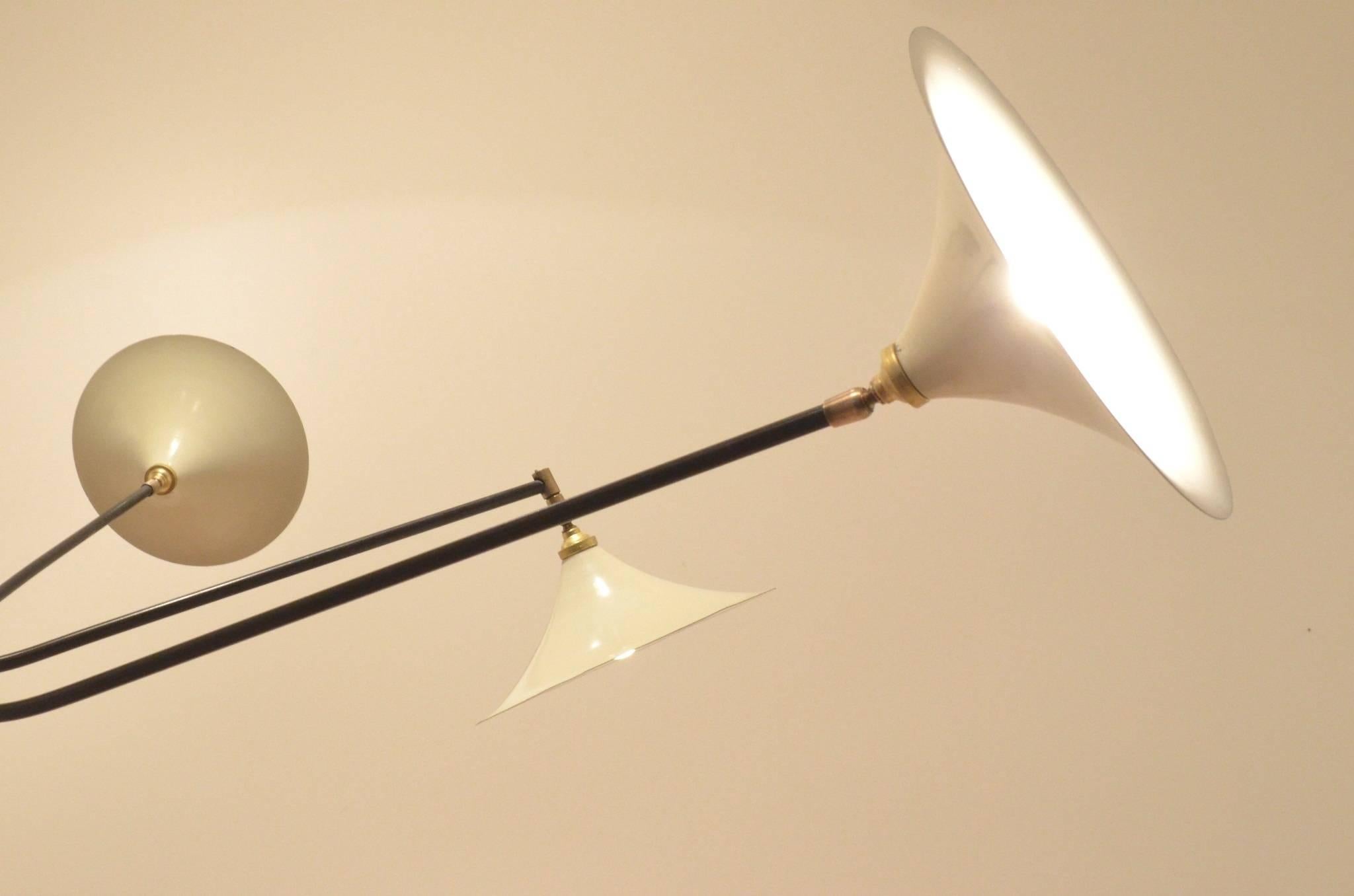 Mid-Century Modern French Mid-Century Design XXXL 'Spider' Metal and Brass Chandelier Pendant Lamp