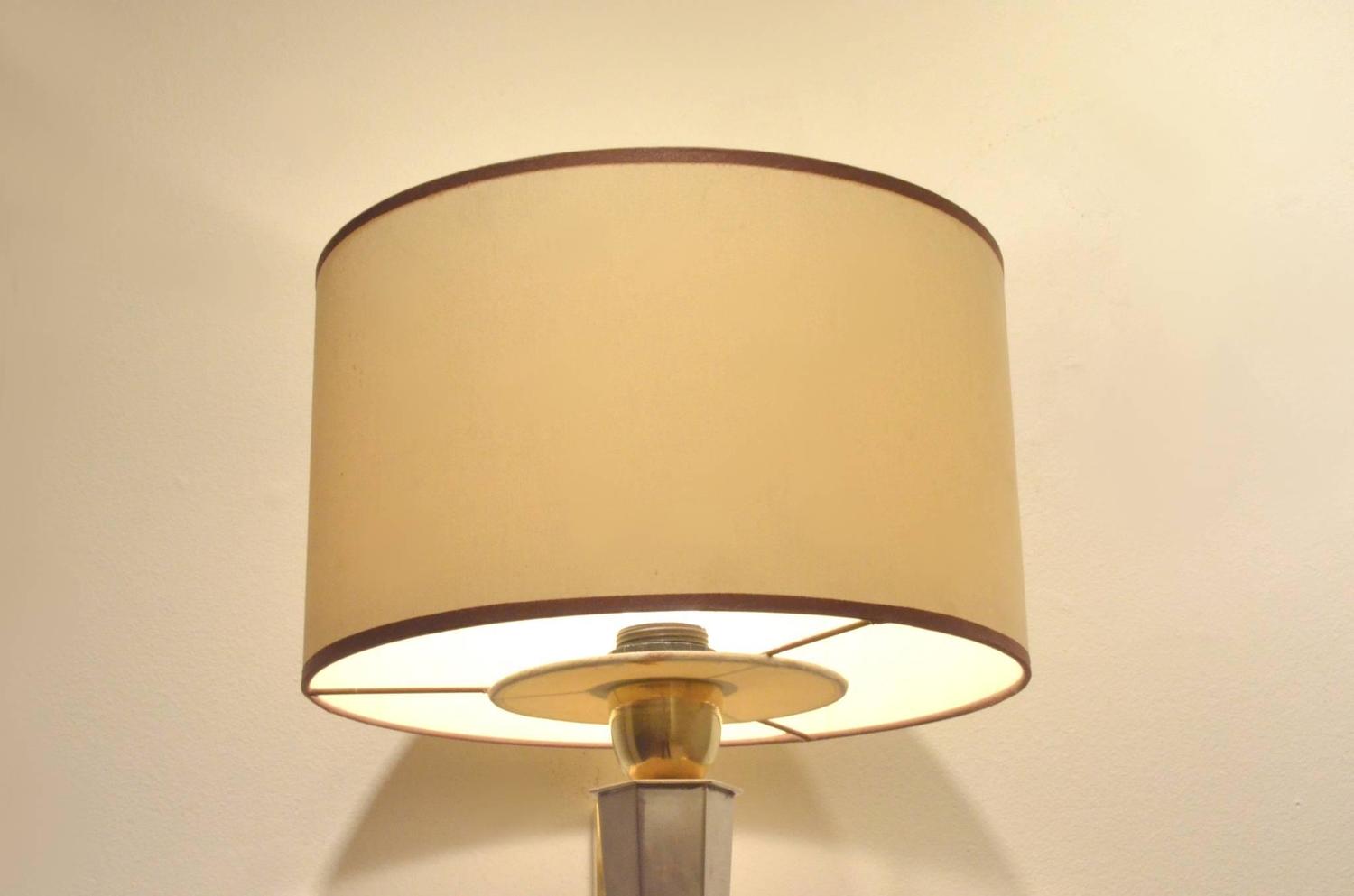 Pair of Mid-Century Maison Jansen Style Bicolored Brass Wall Sconces Lamps For Sale at 1stdibs