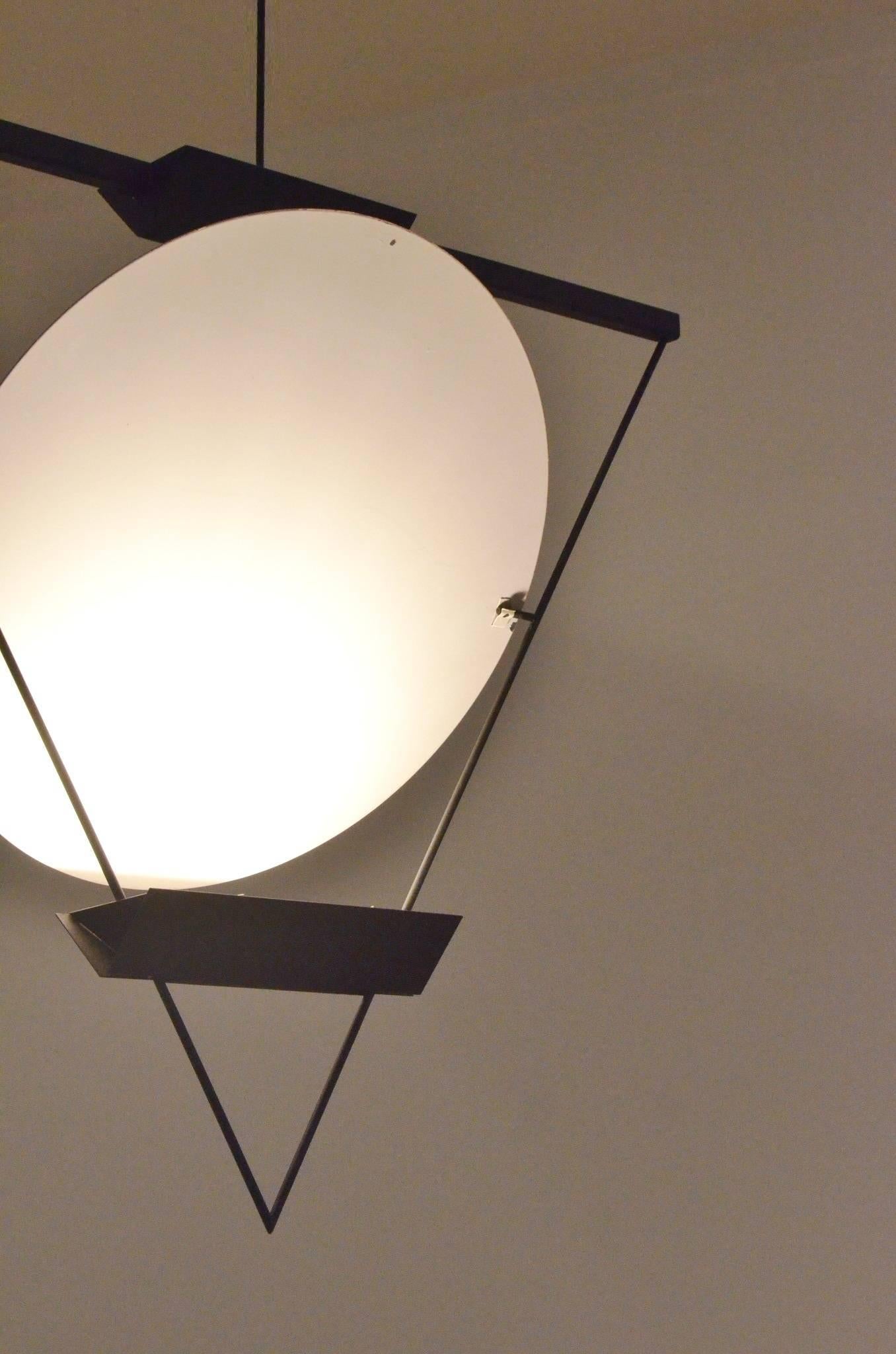 Lacquered Italian Design Mario Botta for Artemide Triangle Pendant Lamp