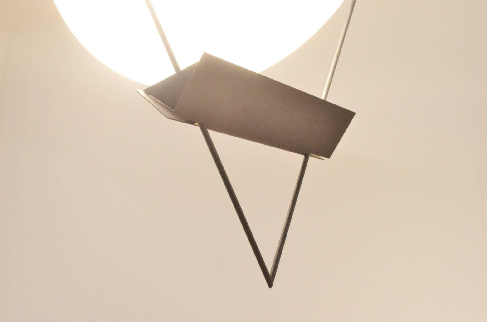 Metal Italian Design Mario Botta for Artemide Triangle Pendant Lamp