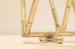 Mid-Century French Maison Baguès Full Brass Bamboo Newspaper Magazine Holder