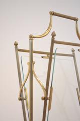 Mid-Century Neoclassic Design, Brass and Glass Newspaper Holder Magazine Rack