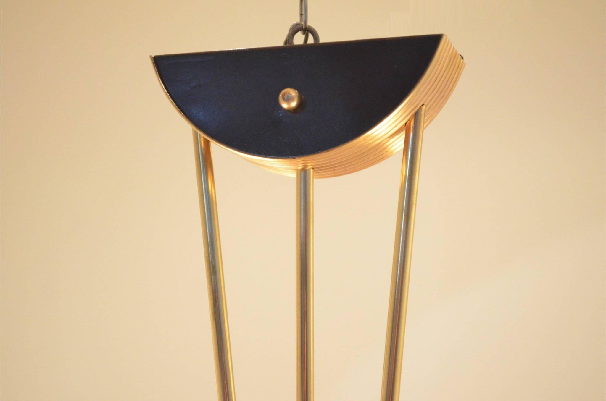 Mid-Century French Maison Lunel Sputnik Shaped Brass and Glass Chandelier 1