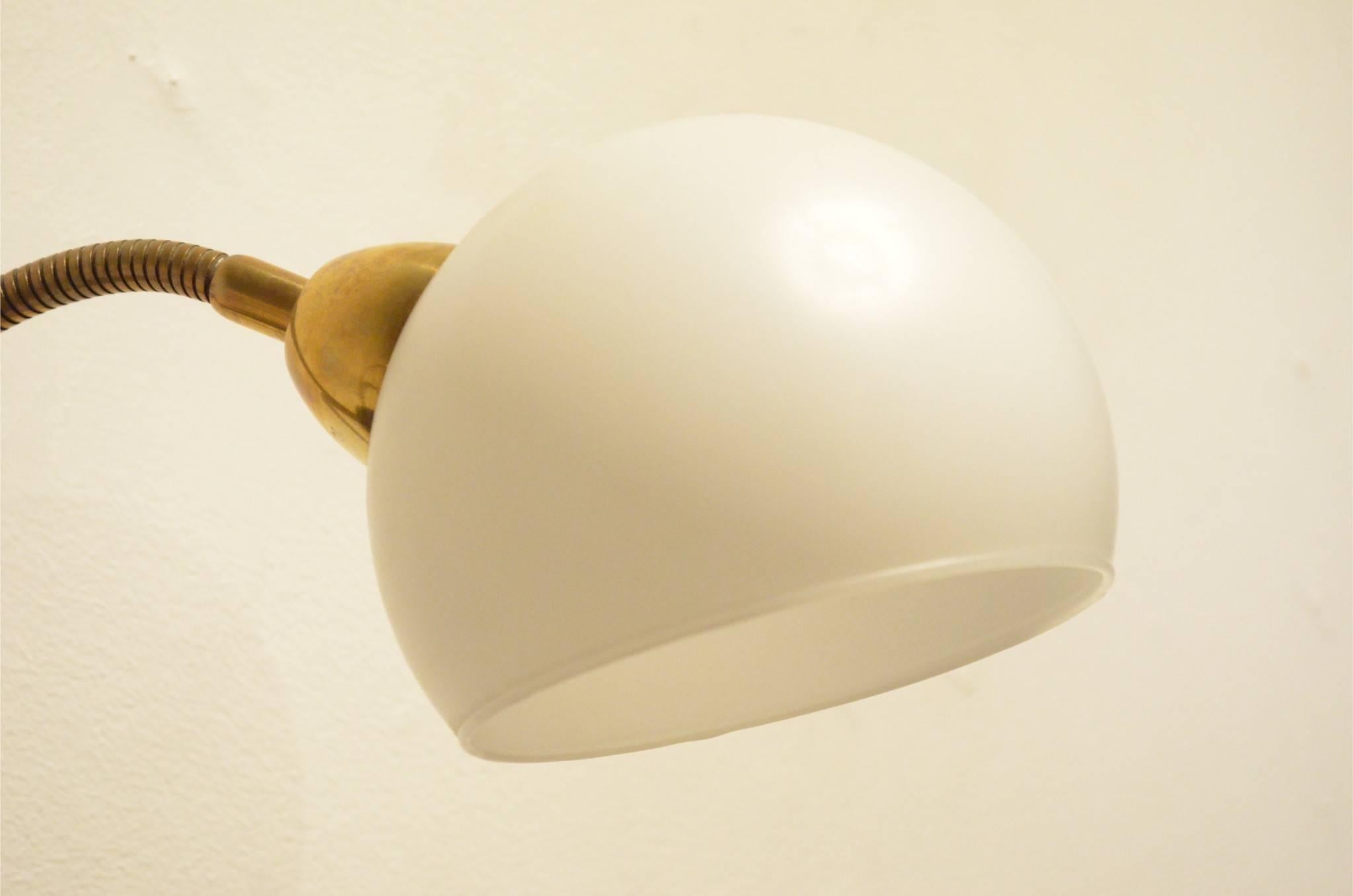 Mid-20th Century Mid-Century French Design Glass Balls and Flexible Brass Arm Sconce