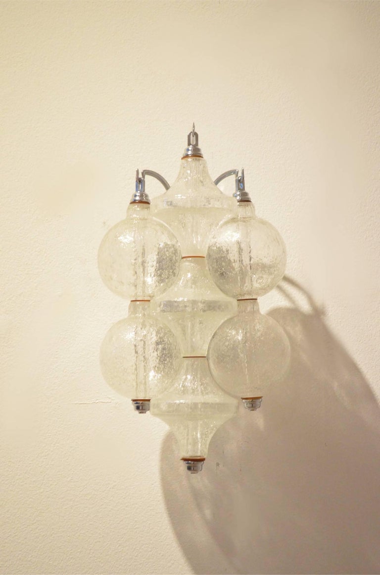 False Pair of 1970s Tulipan Drop Down Blown Glass Wall Sconces by Kalmar Franken For Sale at 1stdibs