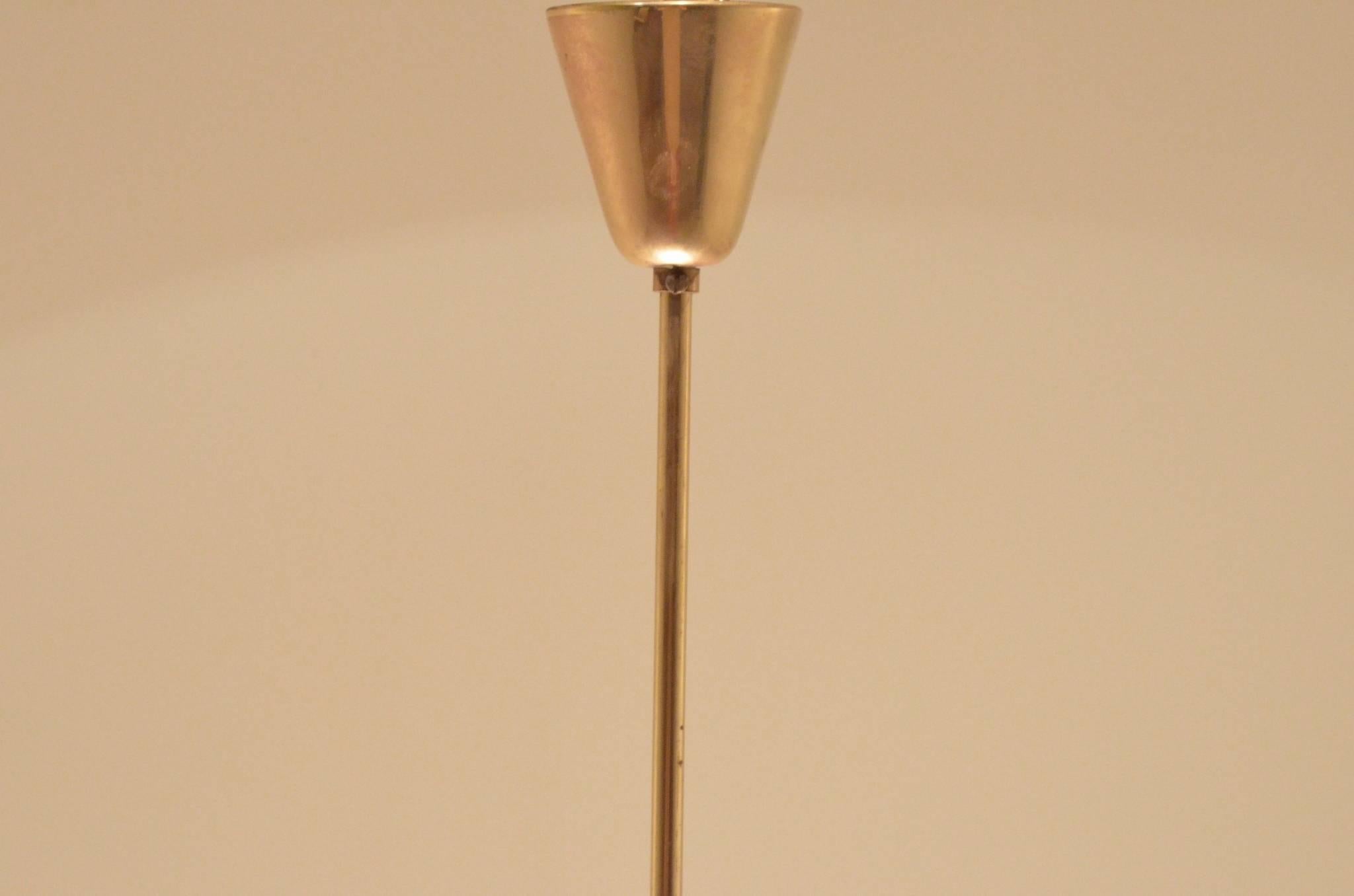 Exquisite Midcentury Italian Double Layer Glass & Brass Chandelier Pendant Lamp 1