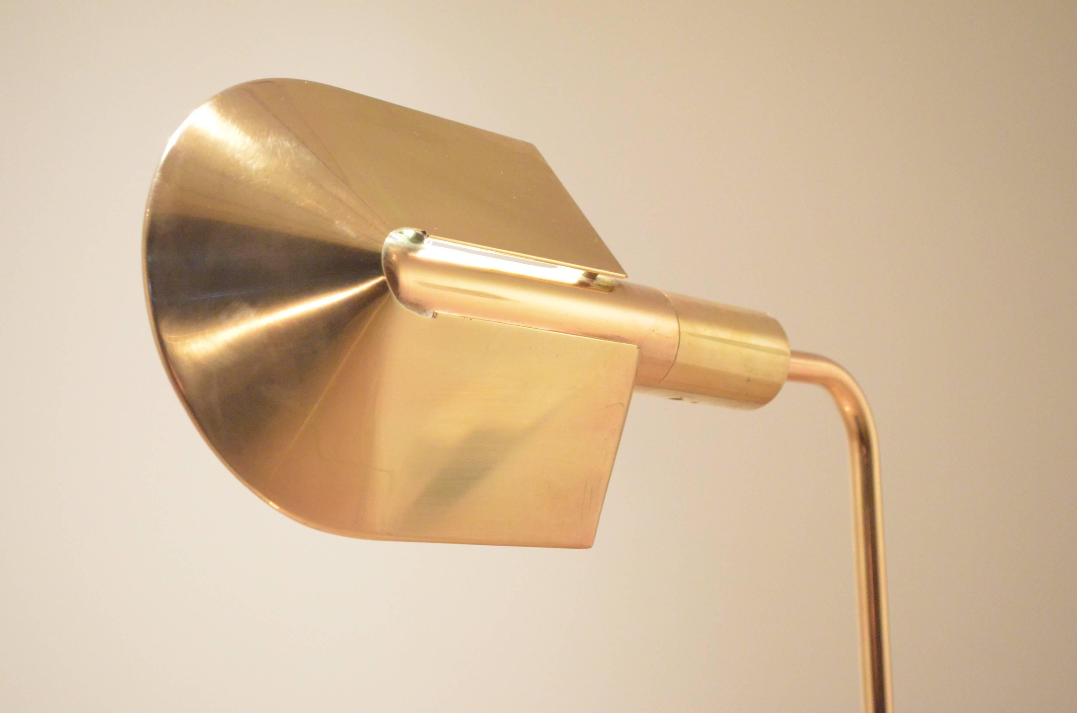 Mid-20th Century One Cedric Hartman 1970s Counterweighted Brass Reading Floor Lamp For Sale