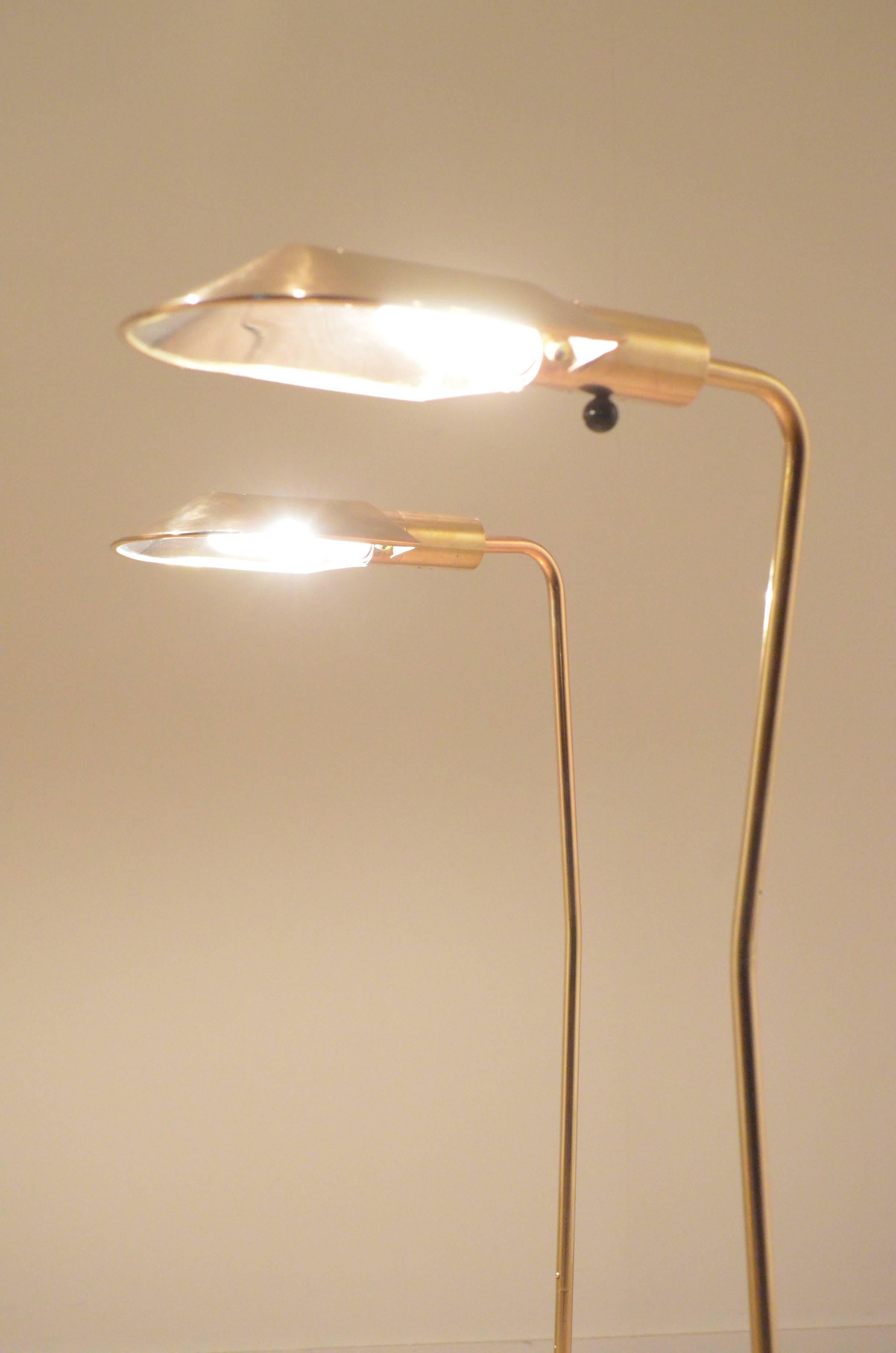 Mid-Century Modern One Cedric Hartman 1970s Counterweighted Brass Reading Floor Lamp For Sale