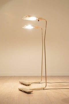 One Cedric Hartman 1970s Counterweighted Brass Reading Floor Lamp