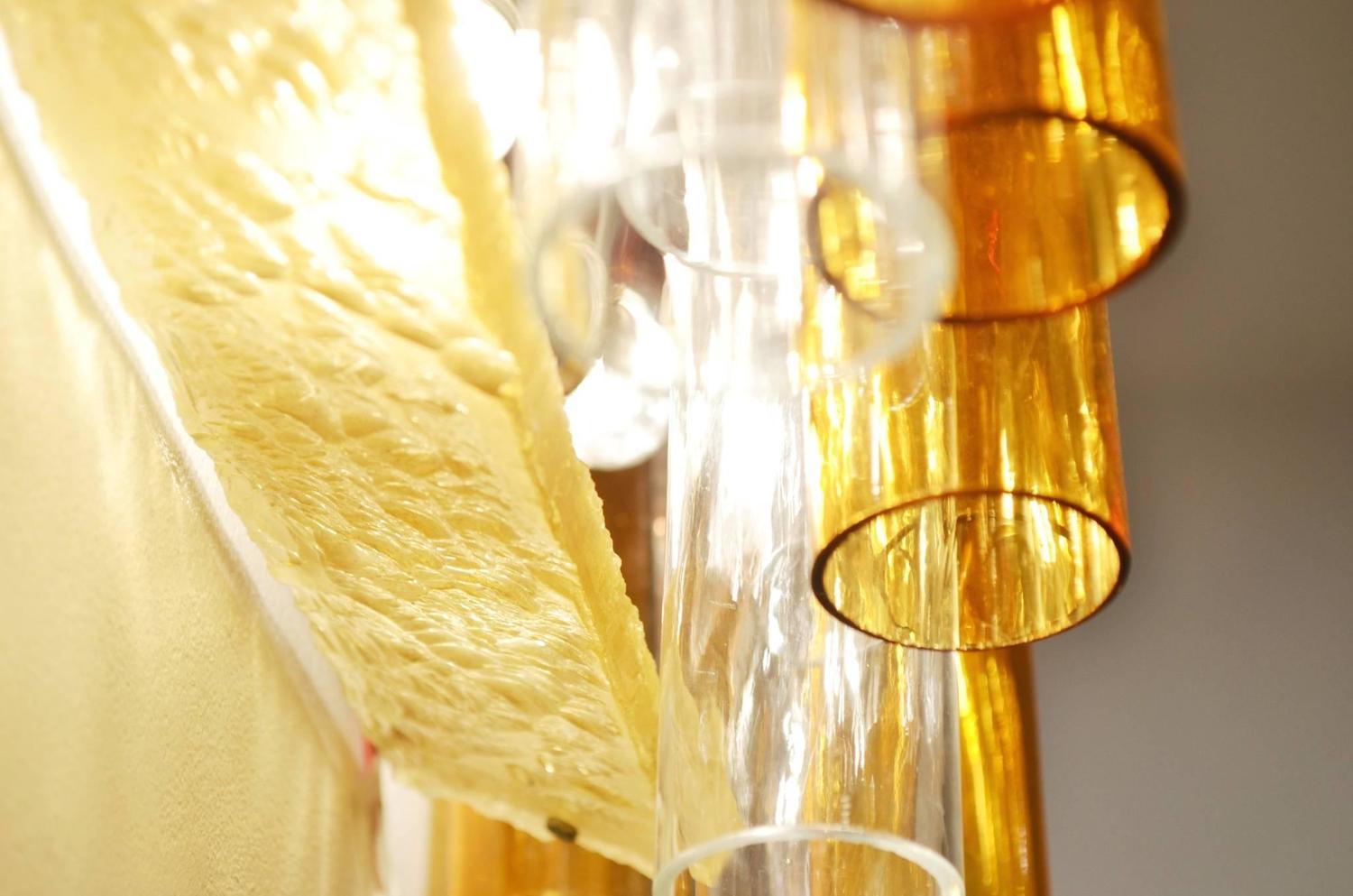 1960s Bicoloured Tubular Blown Glass and Metal Wall Sconce For Sale at 1stdibs