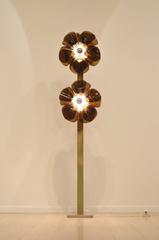 Extra Large 1960s Brown Lucite and Painted Metal Flower Floor Lamp