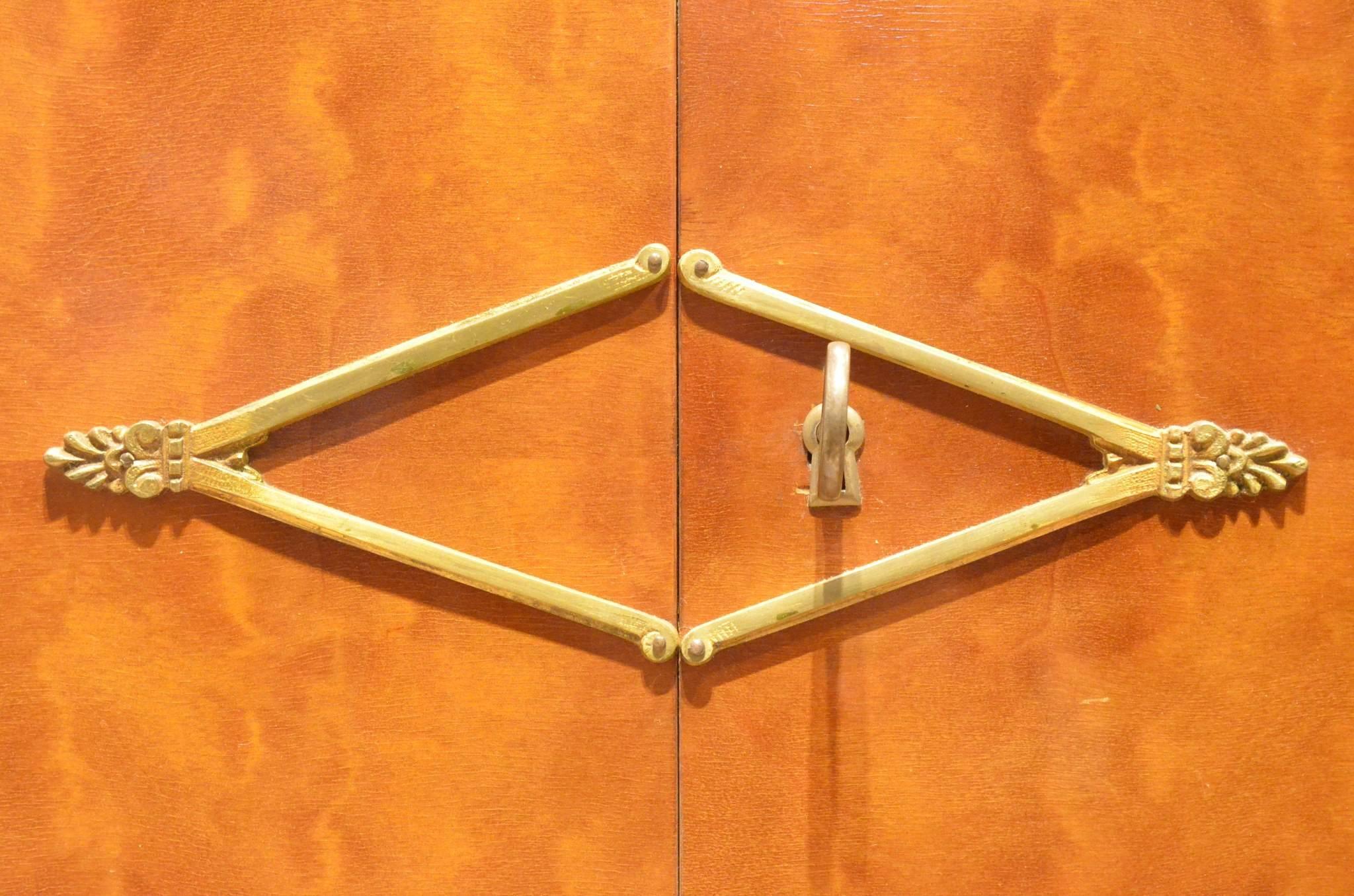 Belgian Design Mid-Century Modern De Coene Exotic Wood and Brass Sideboard 2