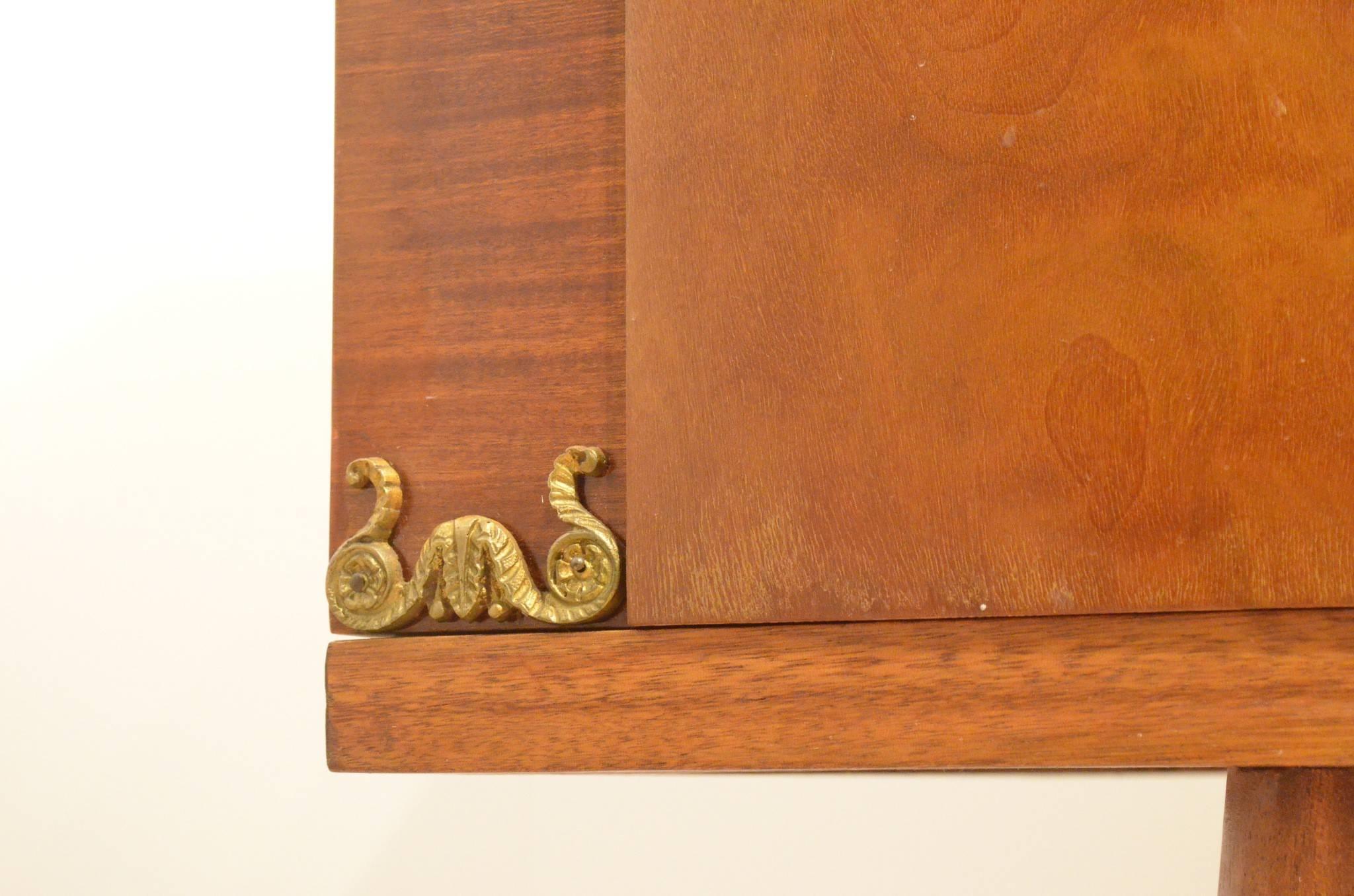 Belgian Design Mid-Century Modern De Coene Exotic Wood and Brass Sideboard 3