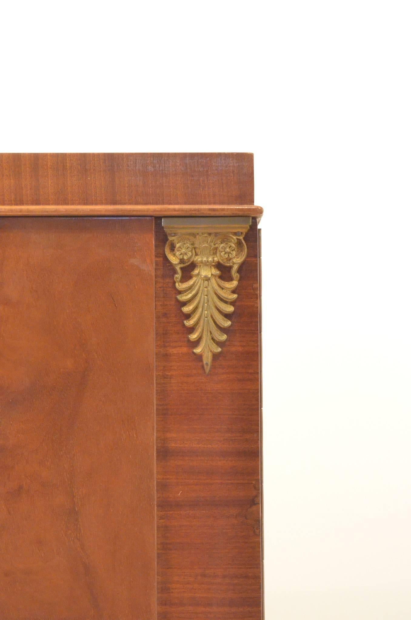Belgian Design Mid-Century Modern De Coene Exotic Wood and Brass Sideboard 6