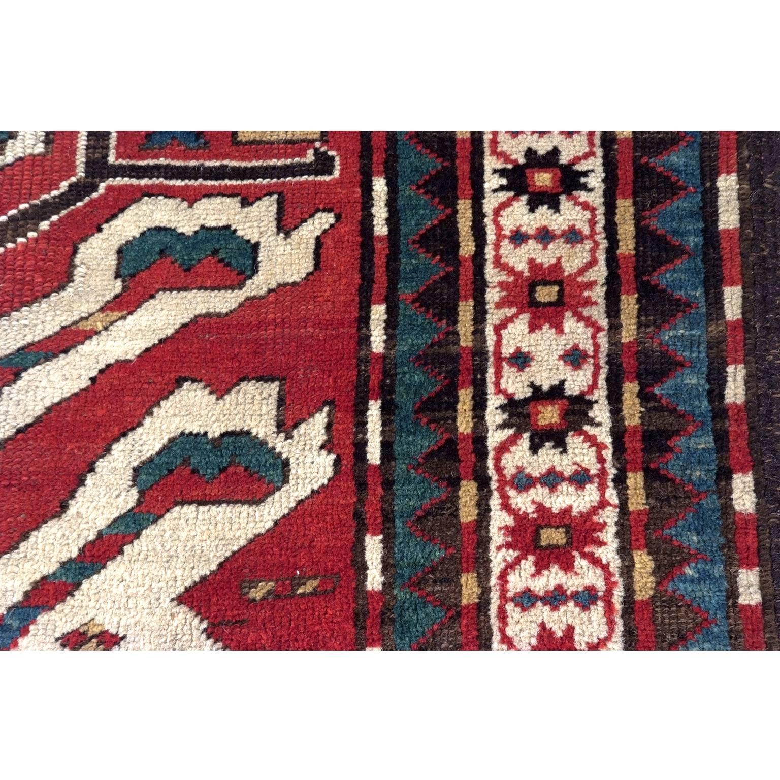 Late 19th Century Eagle Kazak Chelaberd Wool Carpet For Sale 1