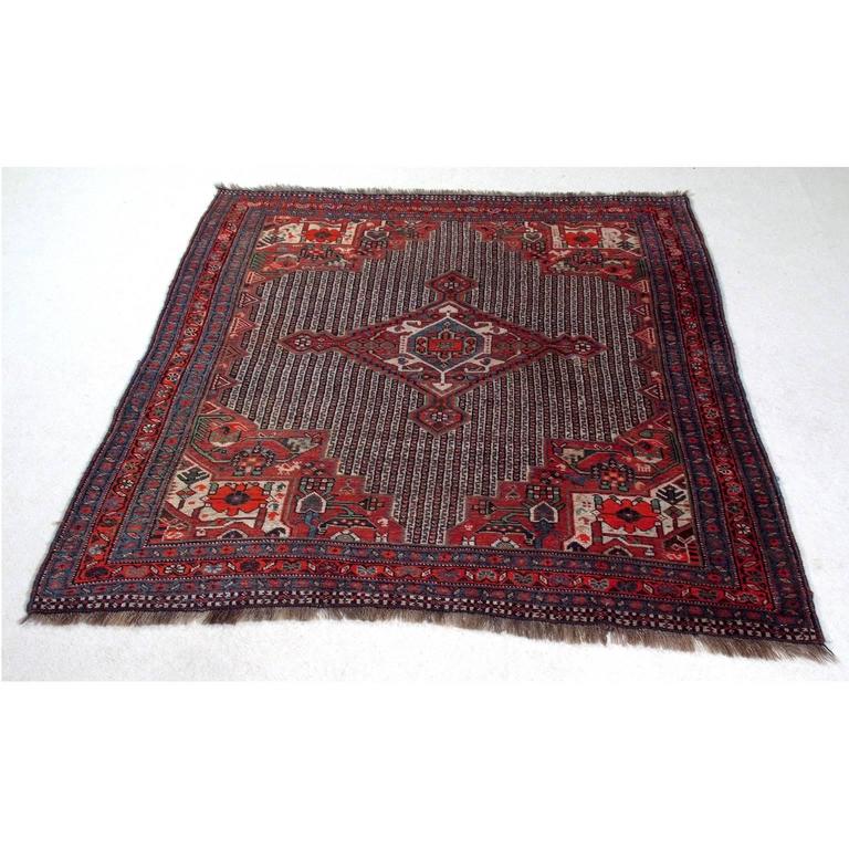 Late 19th Century Qashqai' Khamseh Confederation Wool Rug For Sale at