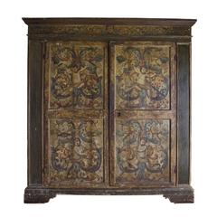 Antique End of 17th Century Painted Tuscany Wardrobe