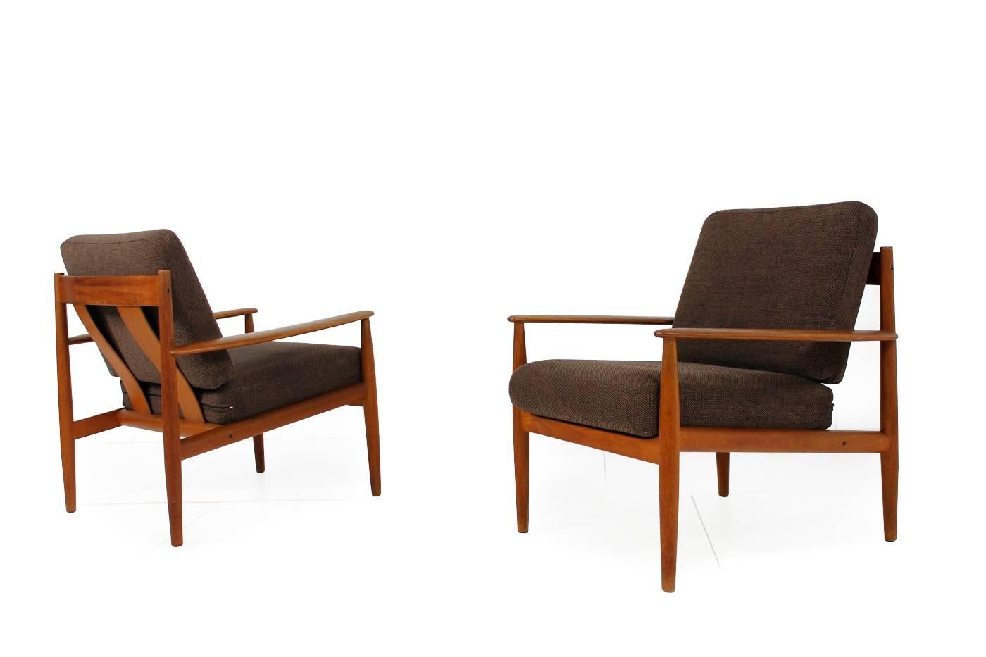 Danish Pair of 1960s Grete Jalk Teak Easy Chairs, France & Son, Denmark, Midcentury