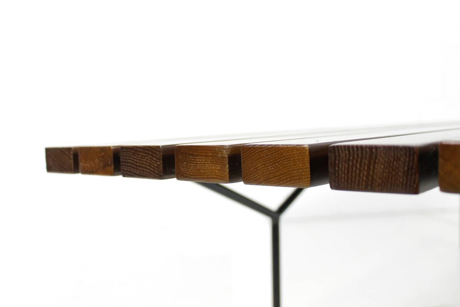 Mid-Century Modern Bench Attributed to Harry Bertoia, Dark Stained Beech Wood 2