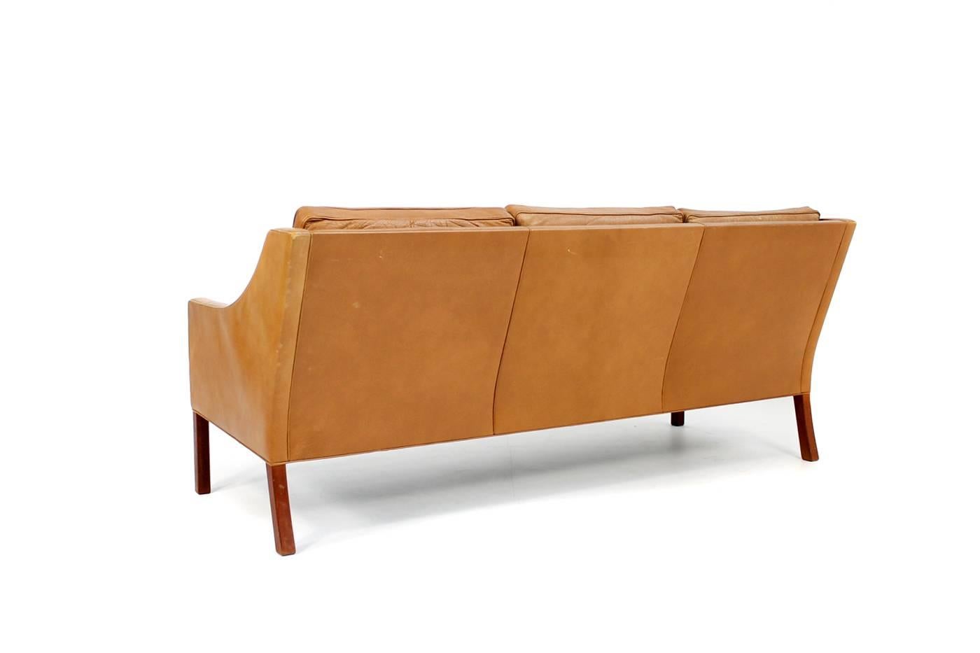 Scandinavian Modern Borge Mogensen Leather Sofa Mod. 2209 by Fredericia Denmark, 1971
