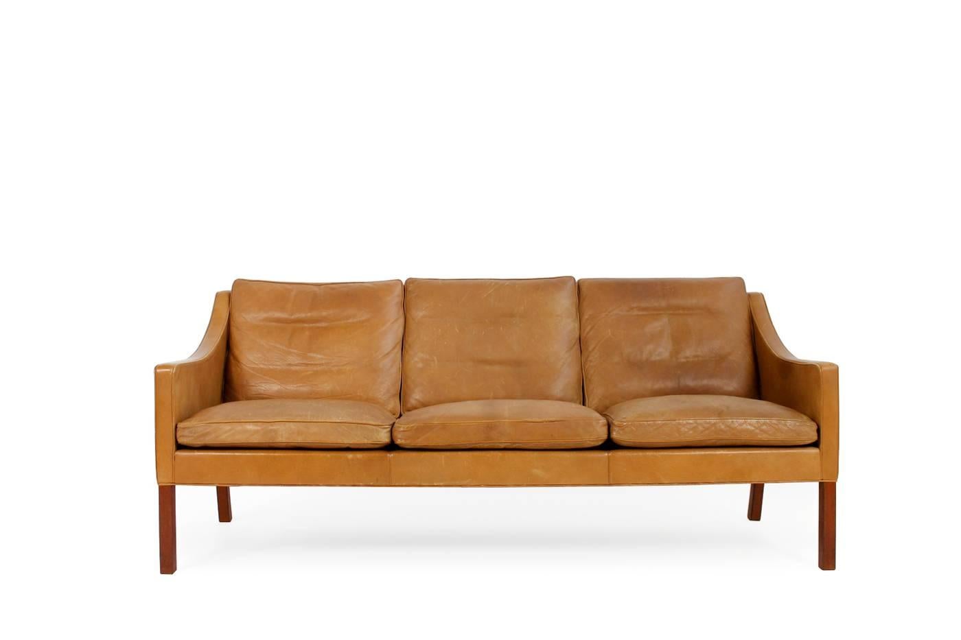 Borge Mogensen Leather Sofa Mod. 2209 by Fredericia Denmark, 1971 2