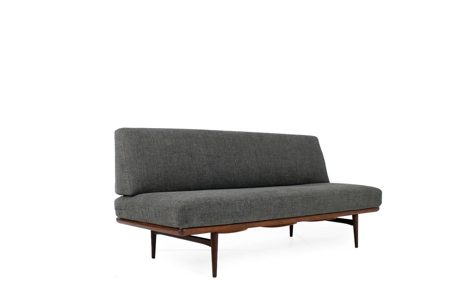 Fabric 1950s Teak Daybed, Mid-Century Modern Danish Modern Lounge Sofa Prototype