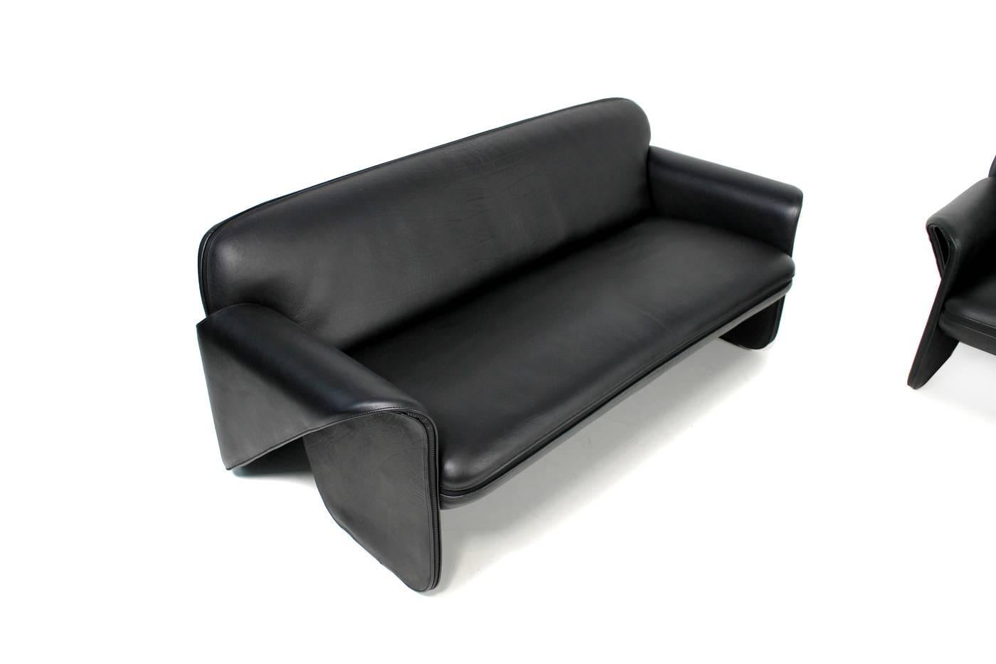 Late 20th Century Exclusive De Sede Ds 125 Sofa & Lounge Chair Set by Gerd Lange 1978 Black