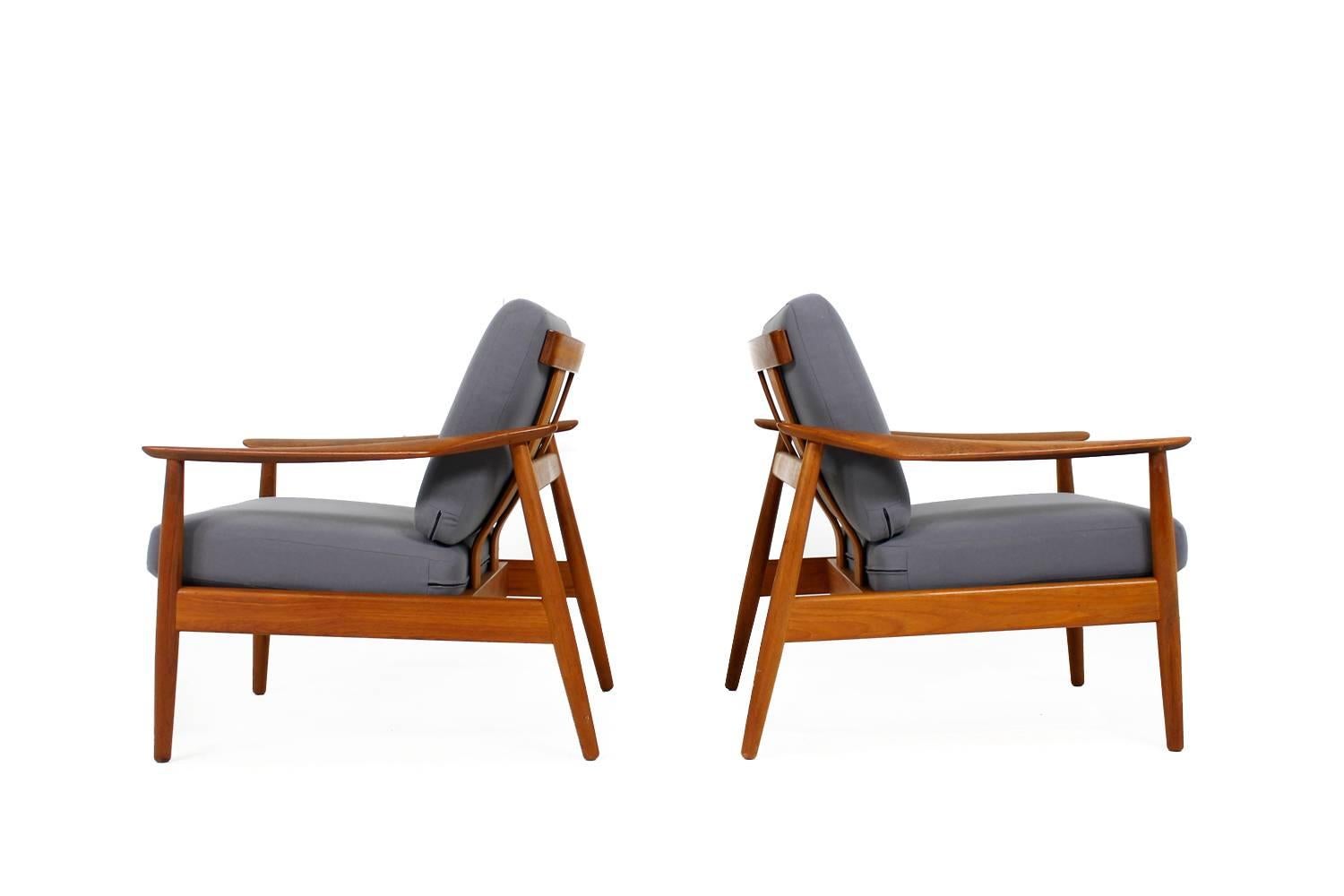 Mid-Century Modern Beautiful Pair of 1960s Arne Vodder Teak Easy Chairs Mod. 164, Danish Modern