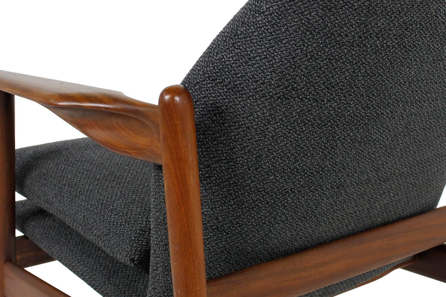 Fabric Amazing & Rare Pair of 1960s Organic Danish Teak Easy Chairs, Mid-Century Modern