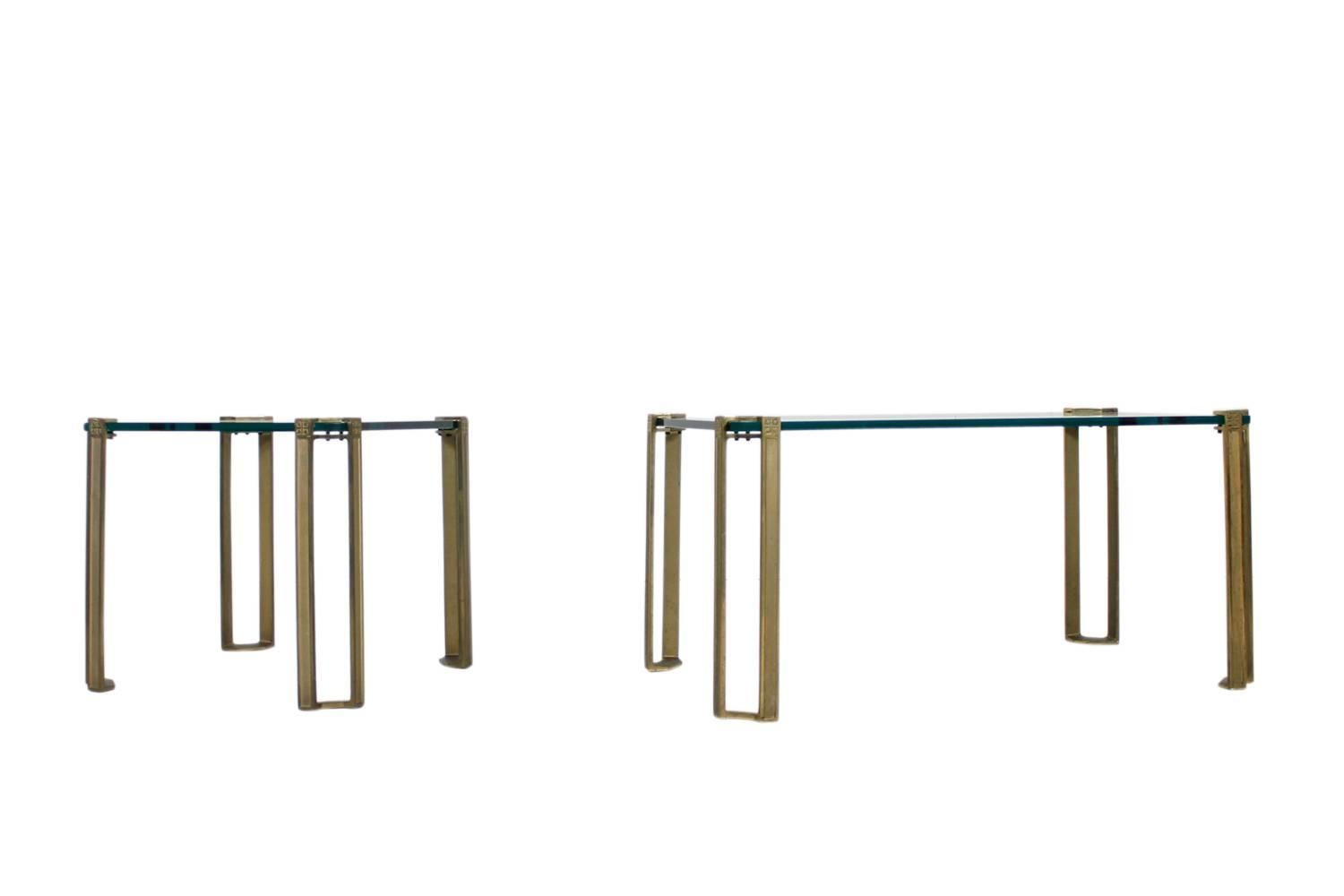 Mid-Century Modern Coffee Table by Peter Ghyczy 1970s Brass and Glass #02 1