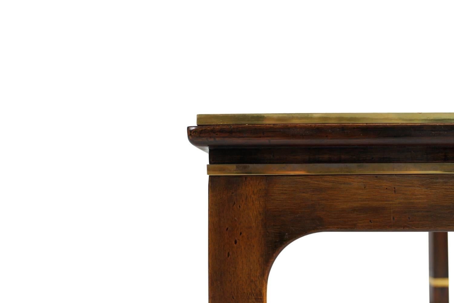 Mid-Century Modern Beautiful Set of Three 1960s Mahogany Coffee and Side Tables Brass and Glass For Sale