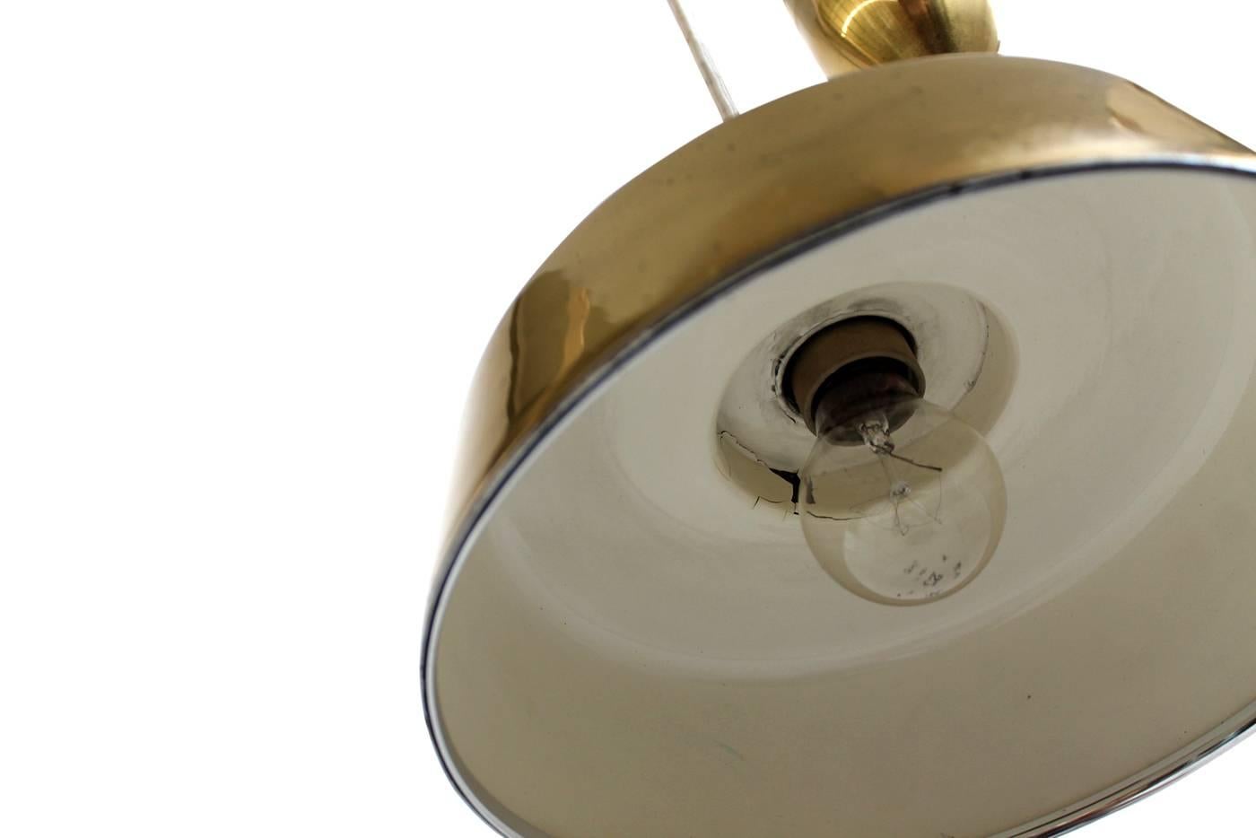 Adjustable 1950s Counterweight Brass Pendant Lamp Mid-Century Modern 1