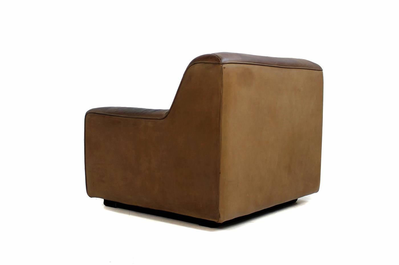 Vintage 1970s De Sede DS 43 Cognac Leather Lounge Chair with Extendable Seat In Good Condition In Hamminkeln, DE