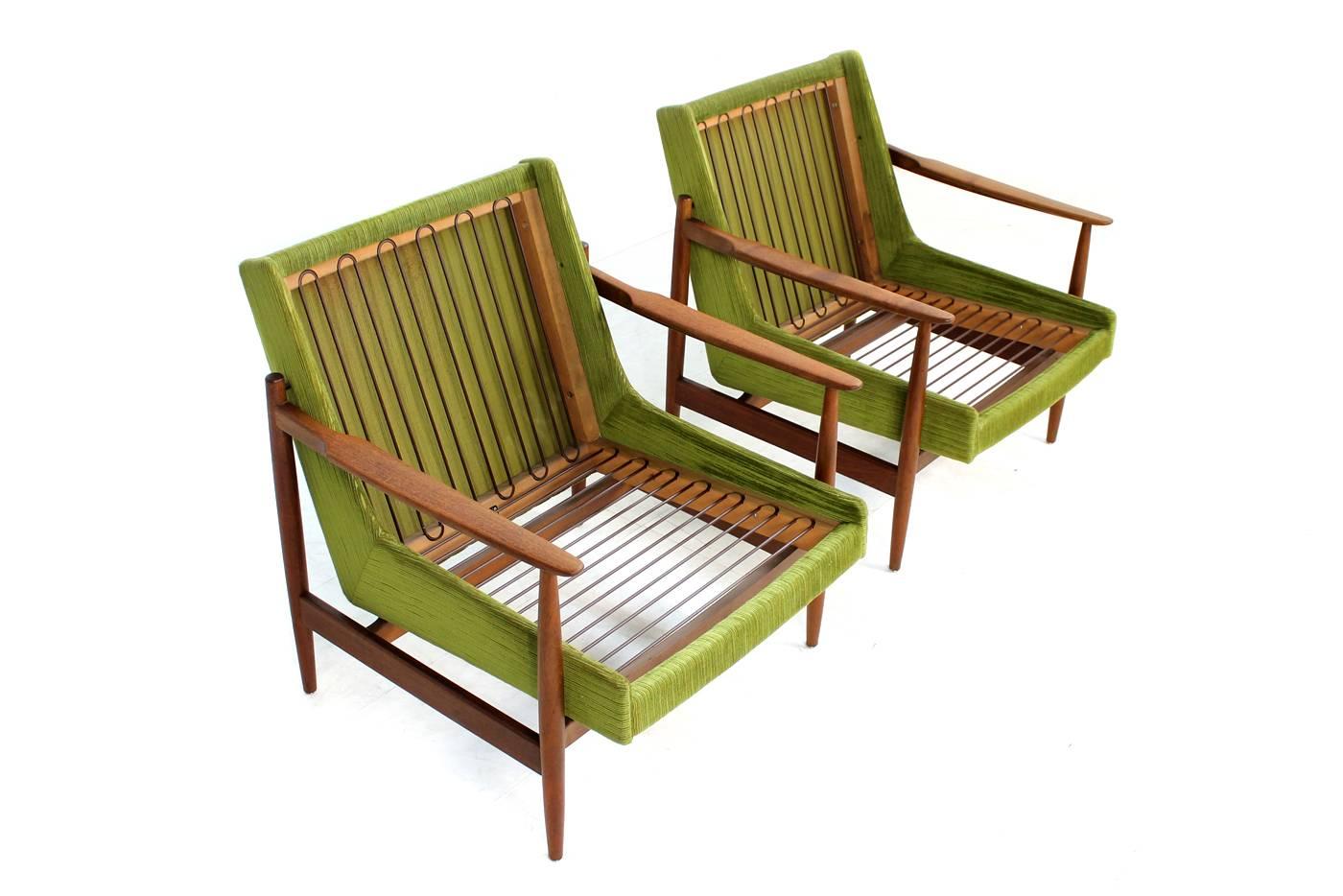 Mid-20th Century Pair of Mid-Century Modern Teak Lounge Easy Chairs by Eugen Schmidt, 1950s
