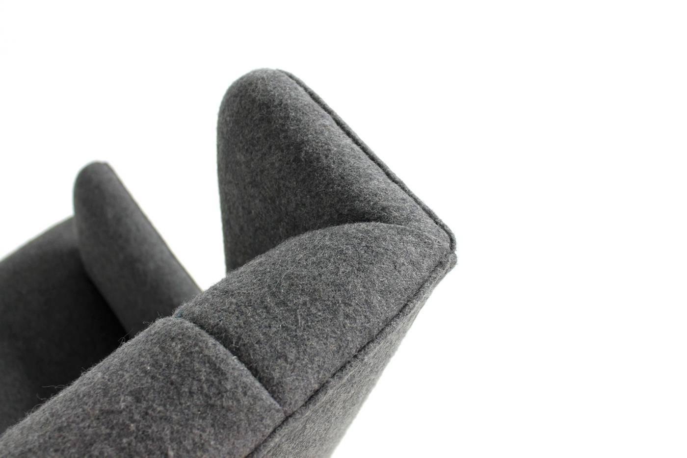 Wood Exclusive & Rare Pair of Danish Modern 1960s Wingback Lounge Chairs in Grey Wool