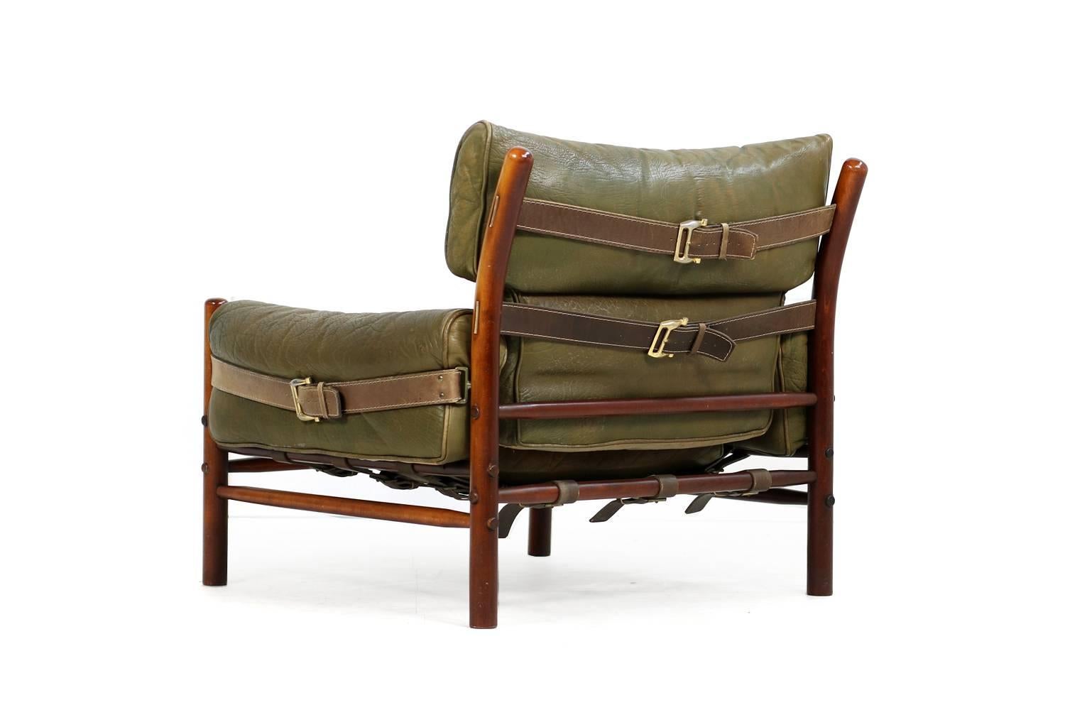Mid-Century Modern Fantastic 1960s Arne Norell Leather Lounge Chair Mod. Kontiki Beechwood