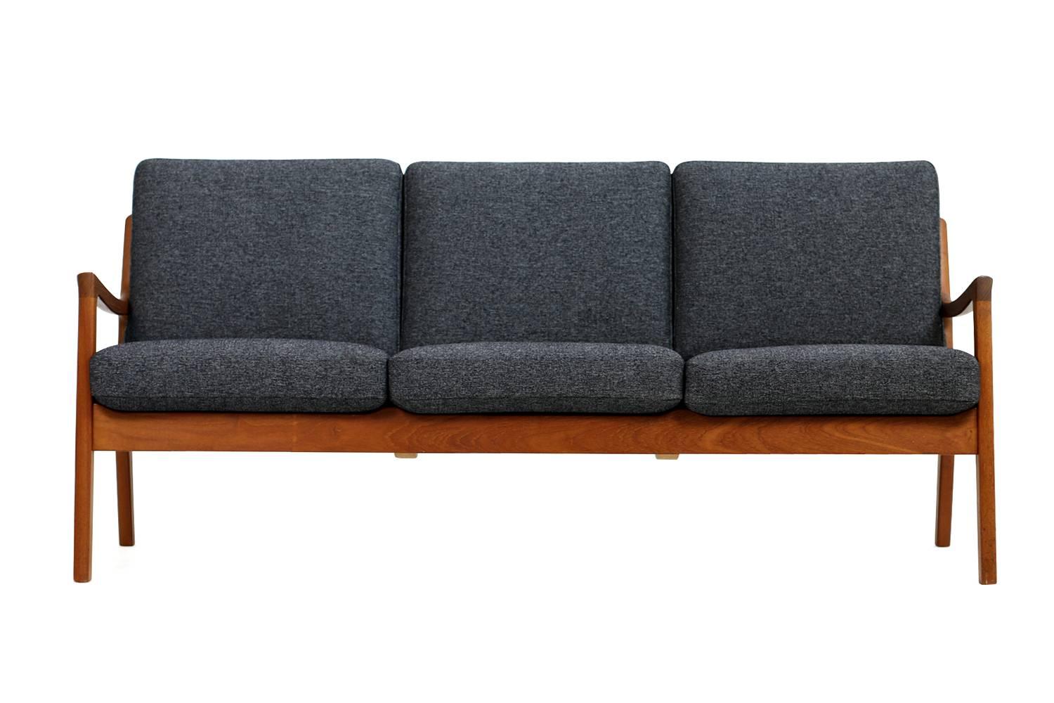 Fabric Ole Wanscher 1960s Teak Three-Seat Sofa Senator Series Danish Modern (a)