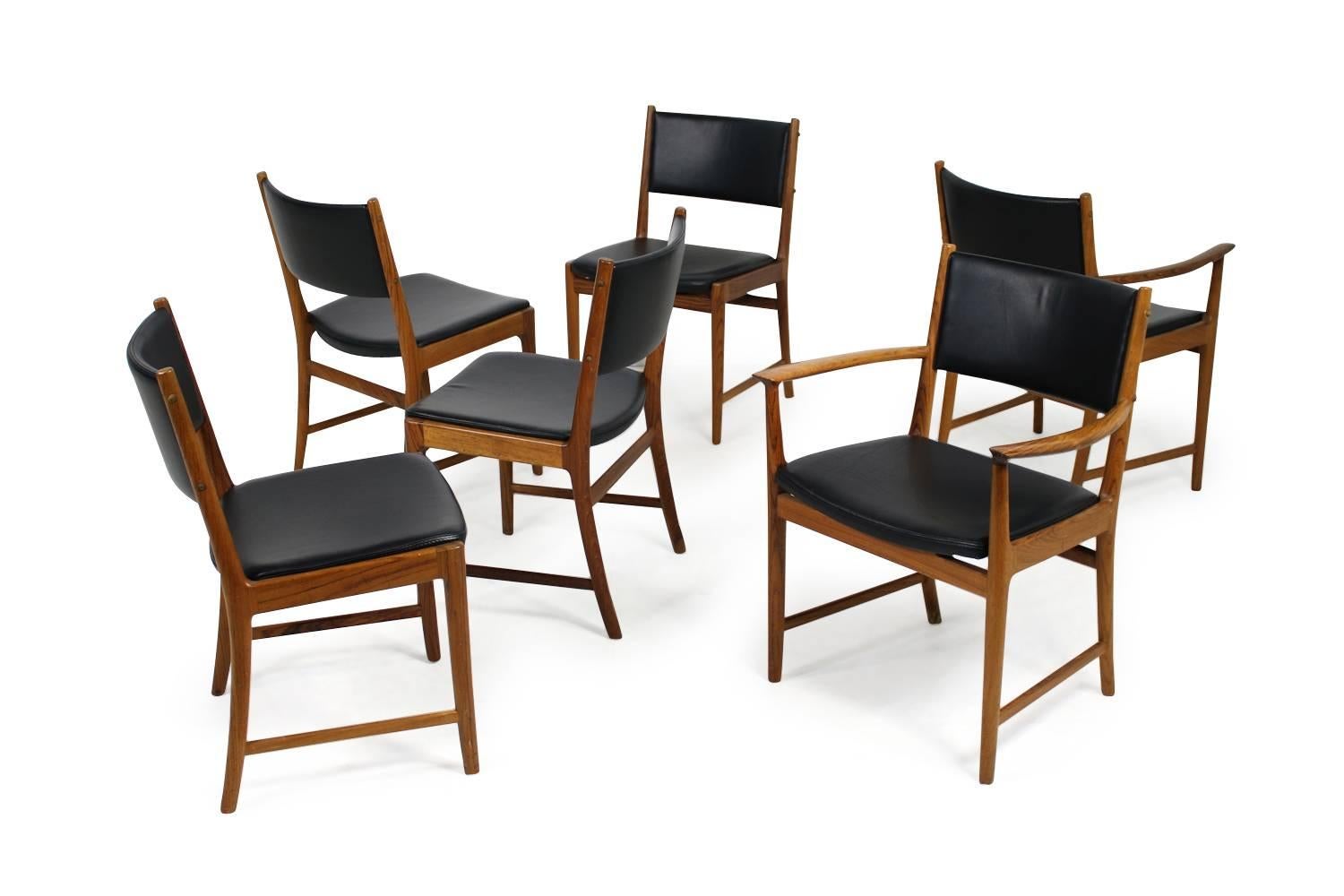 Mid-20th Century Six Rosewood Chairs Kai Lyngfeldt Larsen for Søren Willadsen, Denmark, 1960s