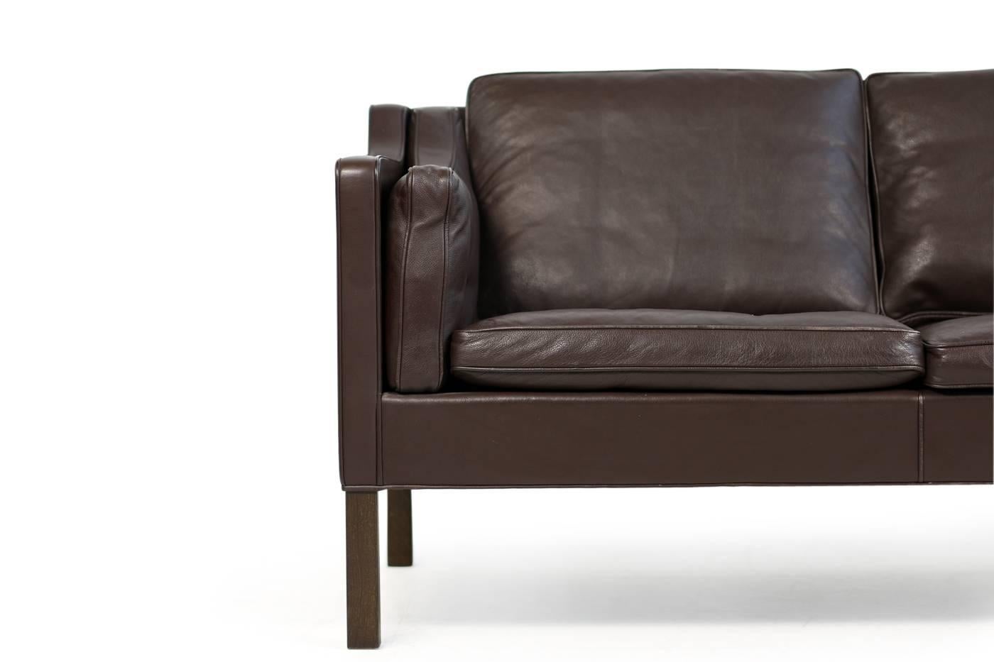 Brown 1960s Borge Mogensen Leather Sofa Mod. 2213 Danish Modern Design In Excellent Condition In Hamminkeln, DE