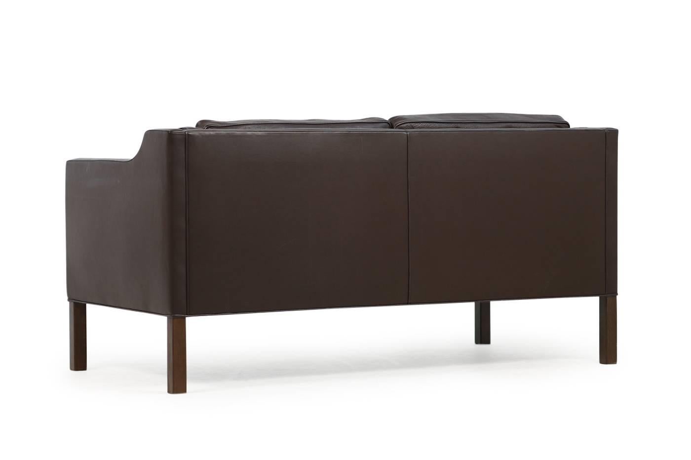 Mid-Century Modern Brown 1960s Børge Mogensen Leather Sofa Model 2212 Danish Modern Design
