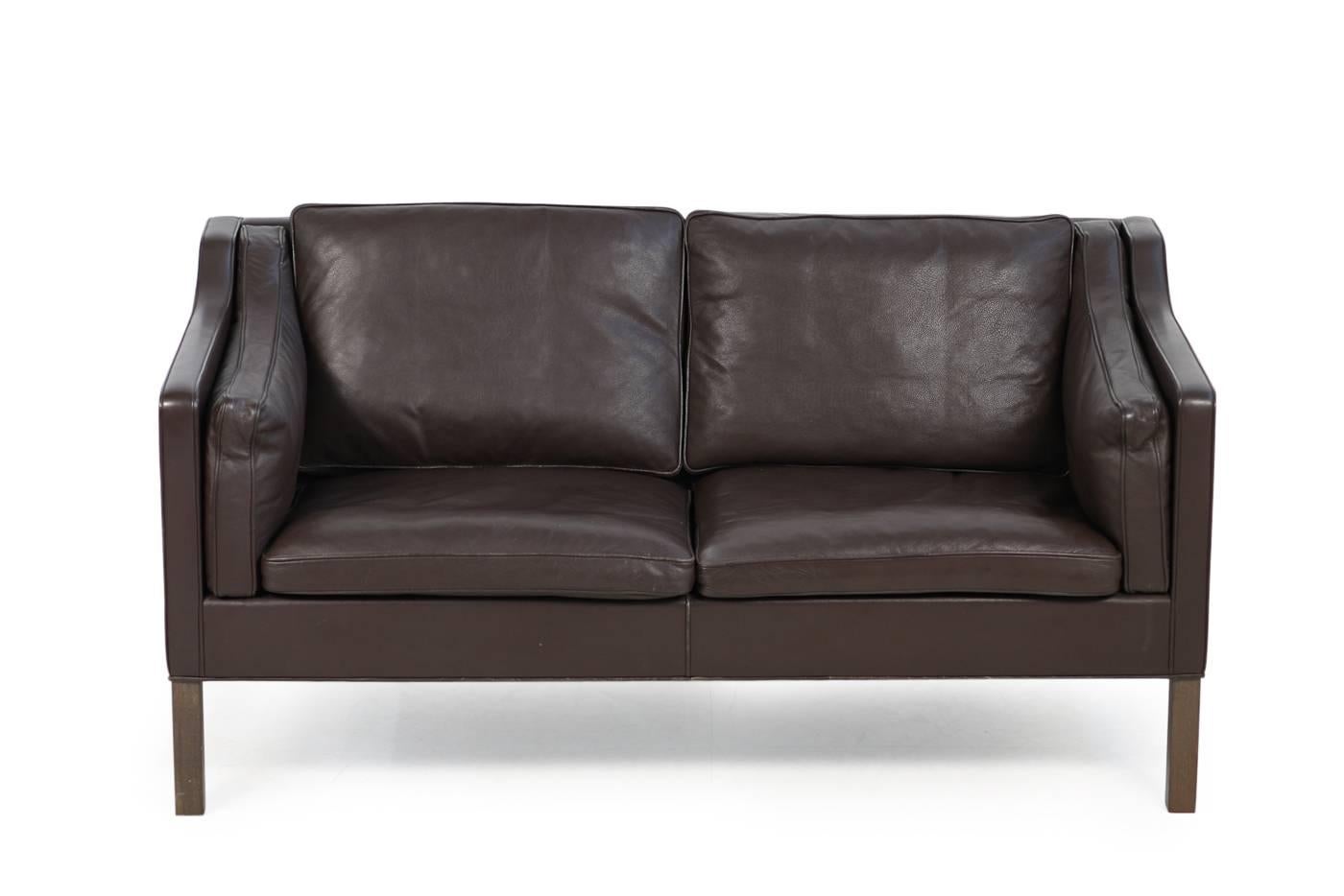 Brown 1960s Børge Mogensen Leather Sofa Model 2212 Danish Modern Design 1