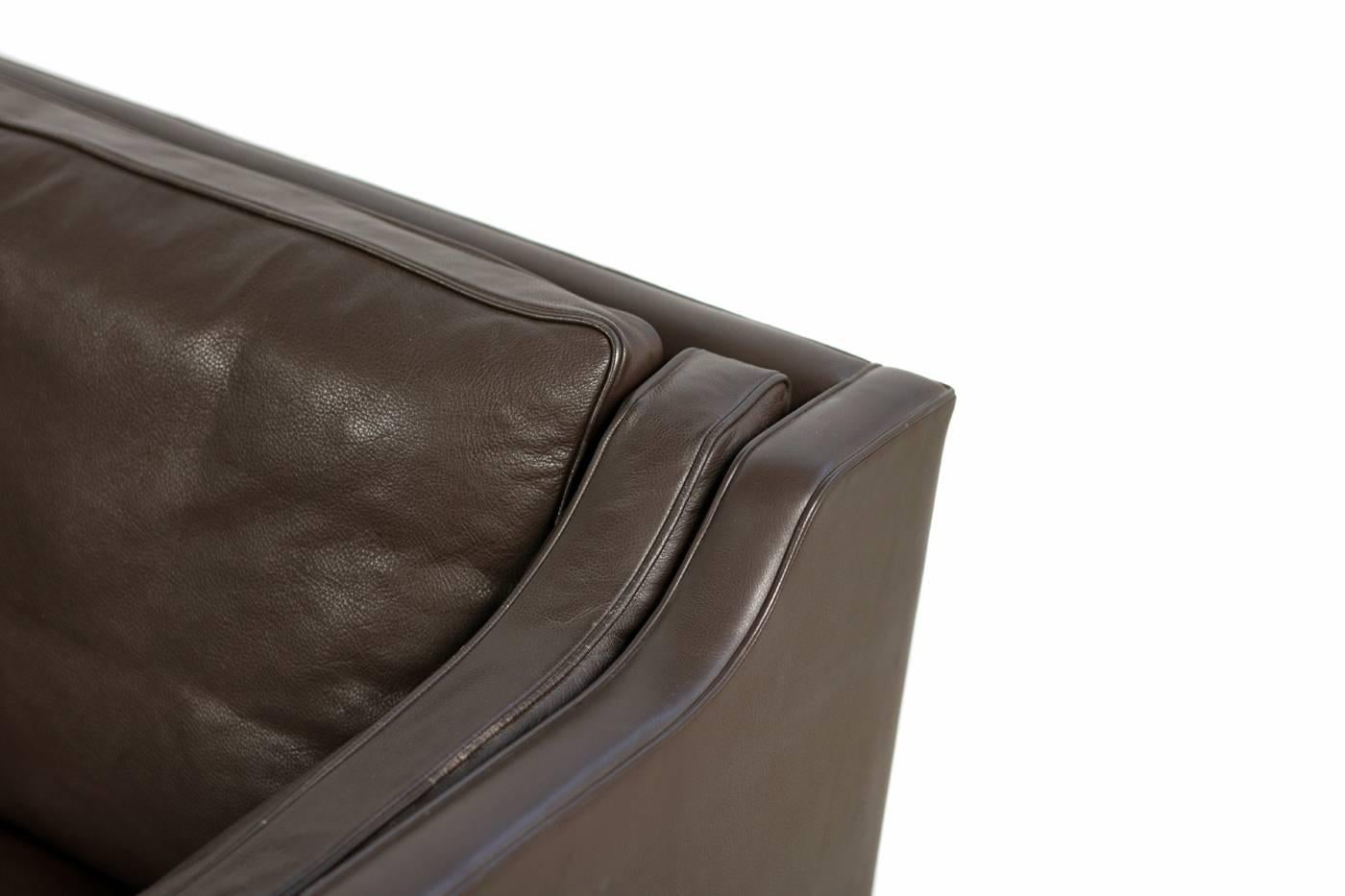 Mid-20th Century Brown 1960s Børge Mogensen Leather Sofa Model 2212 Danish Modern Design